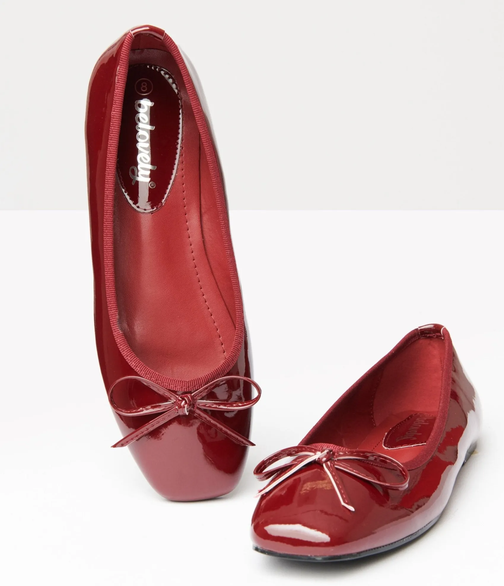 Unique Vintage 1960s Burgundy Patent Leatherette Flats Best Sale
