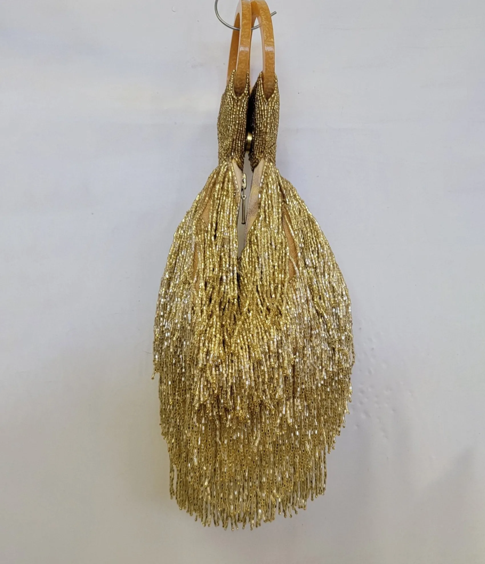 Unique Vintage 1920s Gold Beaded Fringe Wristlet Fashion