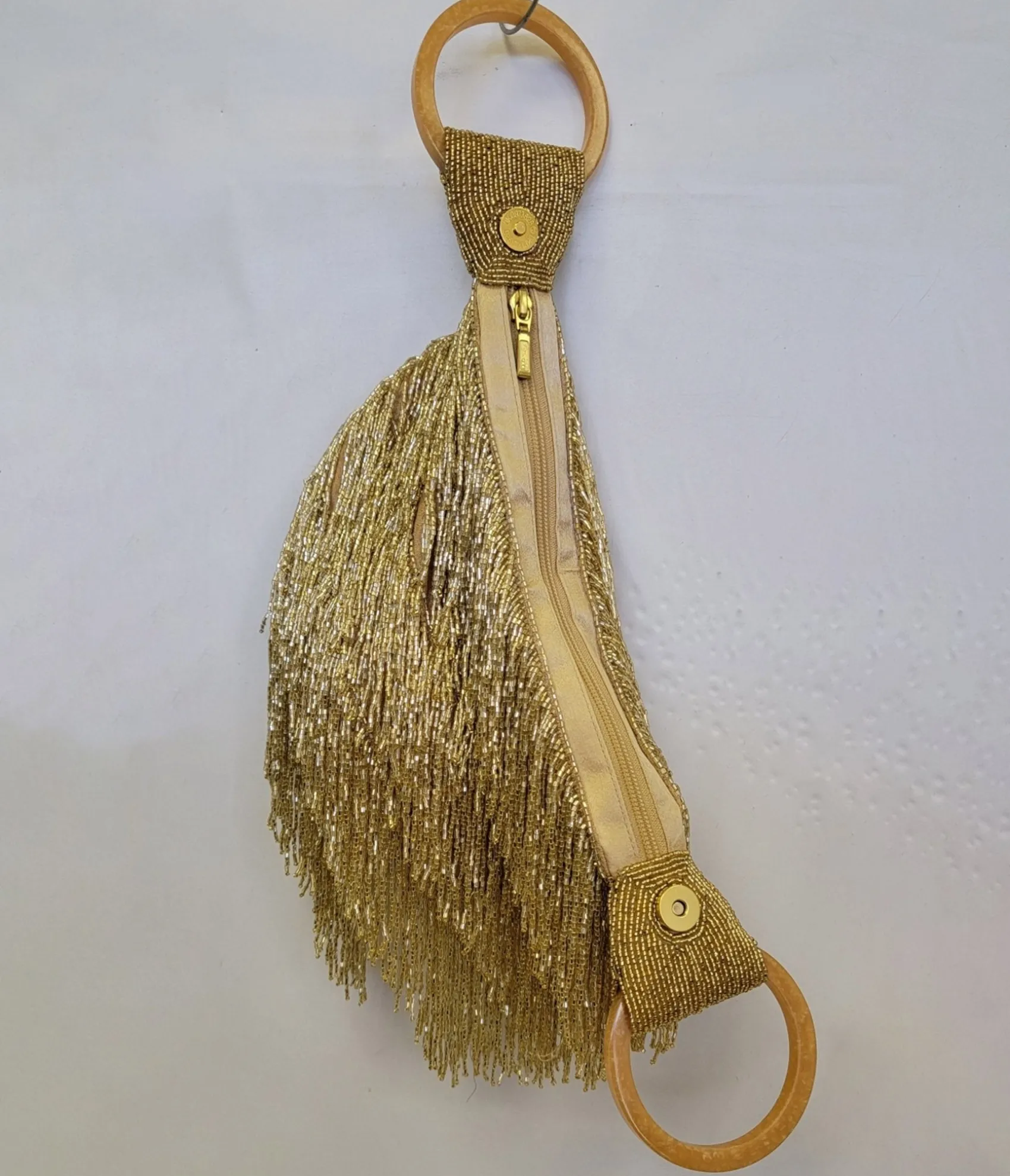 Unique Vintage 1920s Gold Beaded Fringe Wristlet Fashion