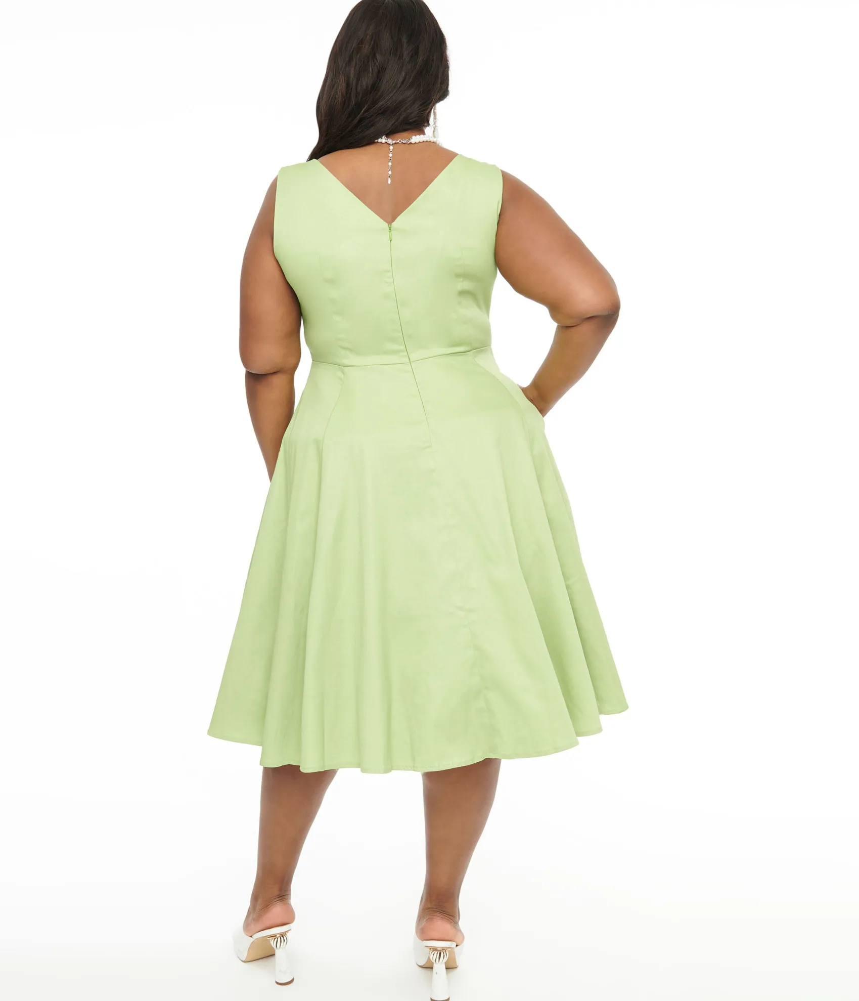 Unique Vintage 1950s Green Cotton Greta Swing Dress Cheap