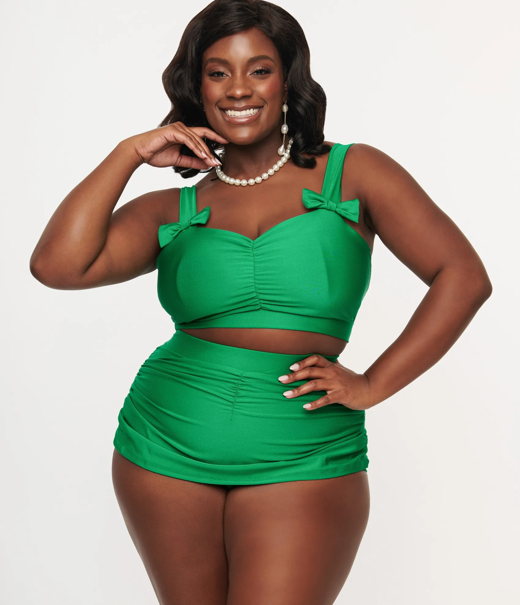 Unique Vintage 1950s Green High Waist Swim Skirt Shop