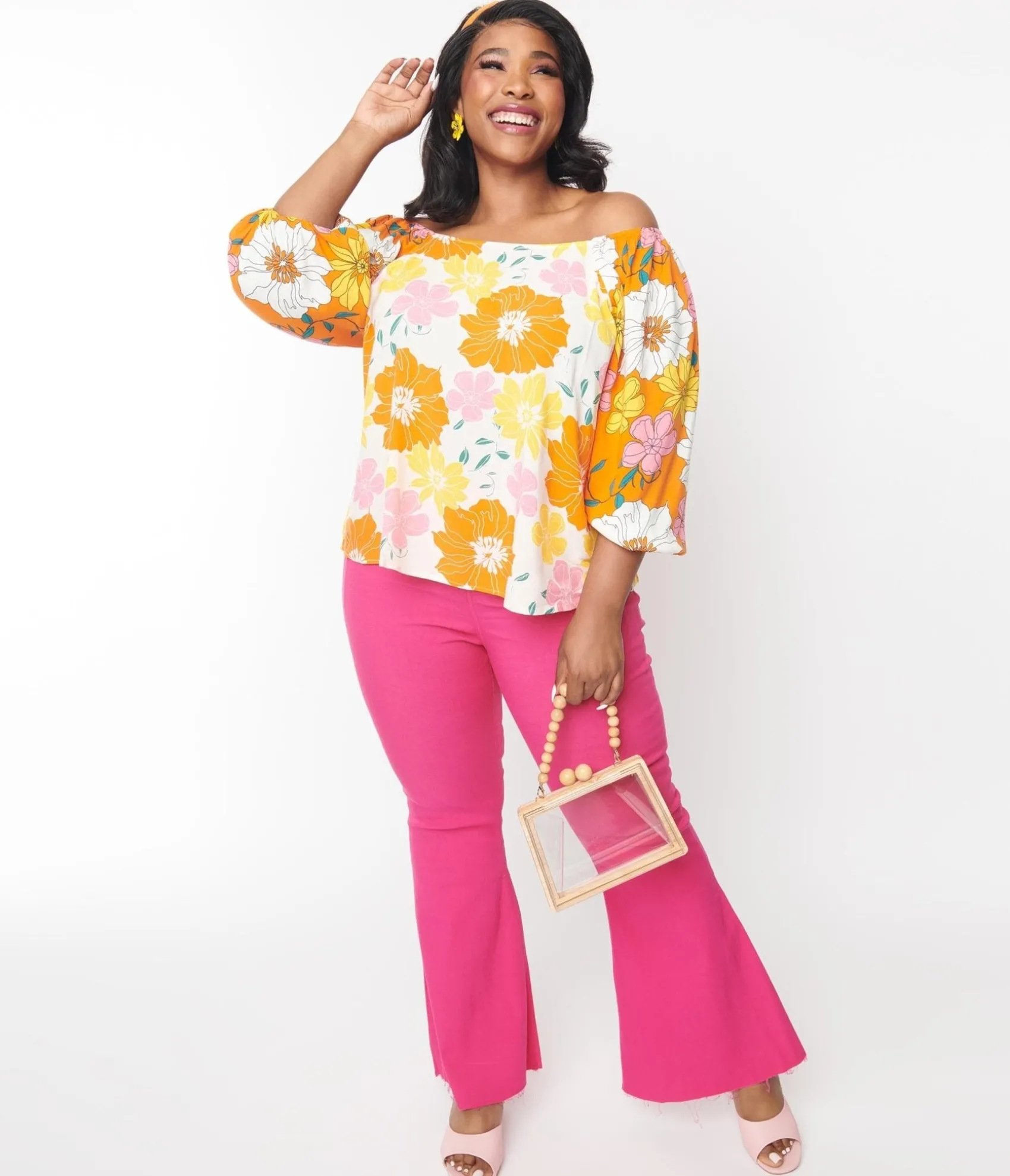 Unique Vintage 1970s Hot Pink Denim Flare Jeans Shop