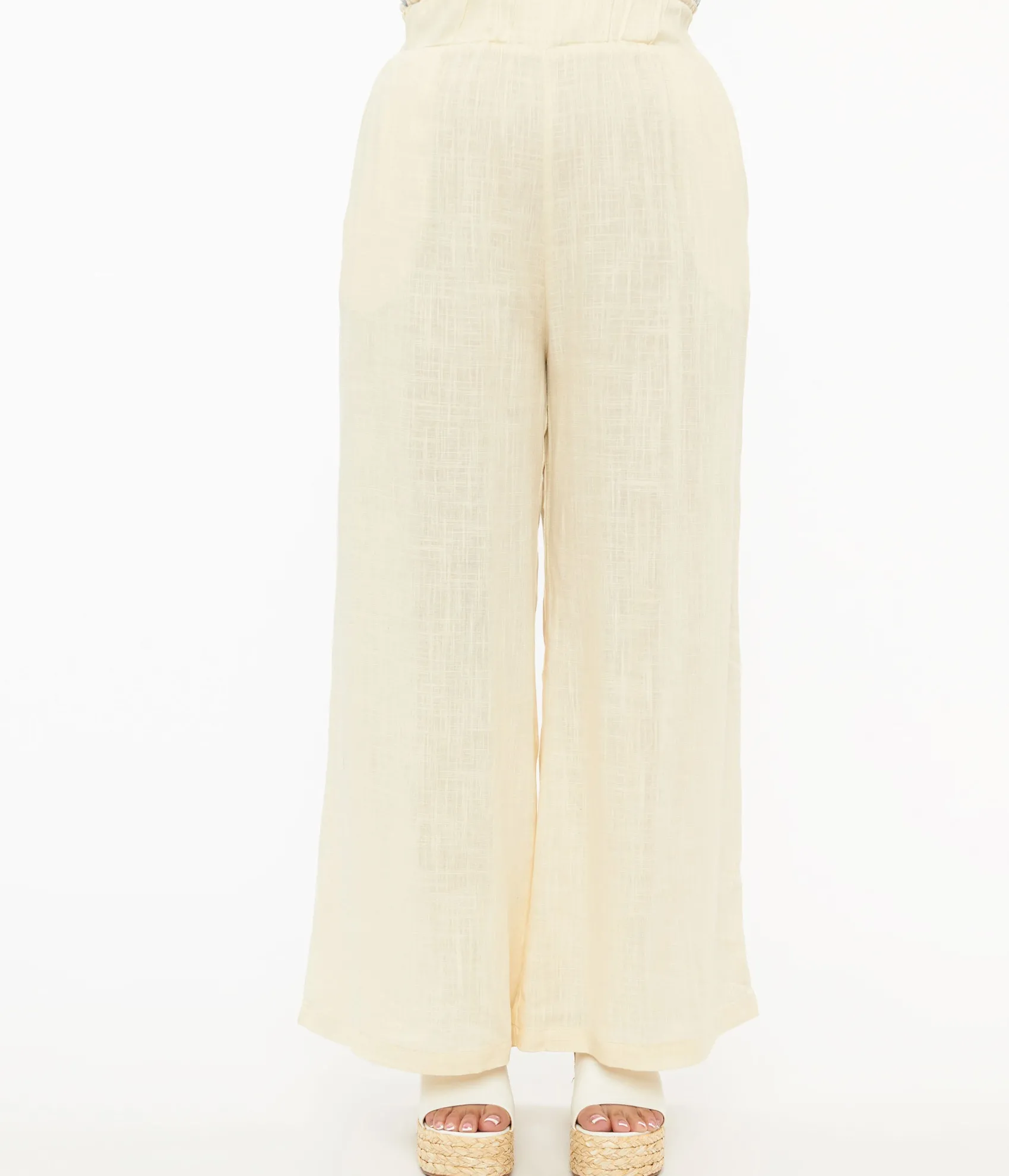 Unique Vintage 1970s Ivory Wide Leg Pants Outlet
