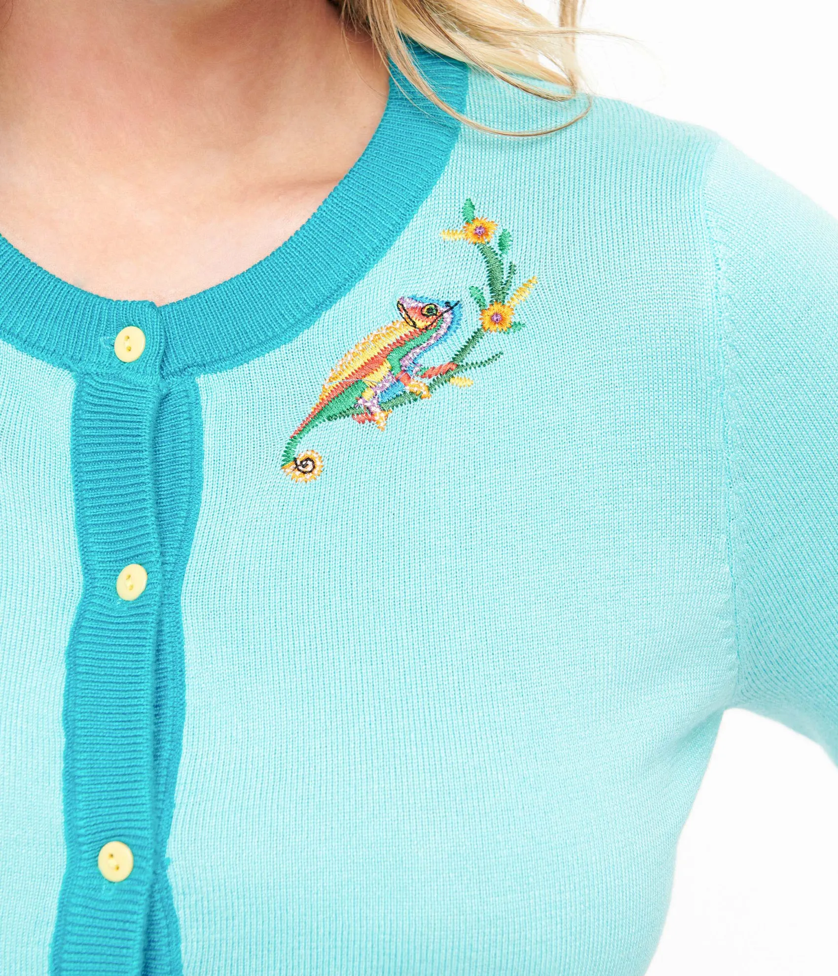 Unique Vintage 1950s Light Blue & Chameleon Cardigan Cheap