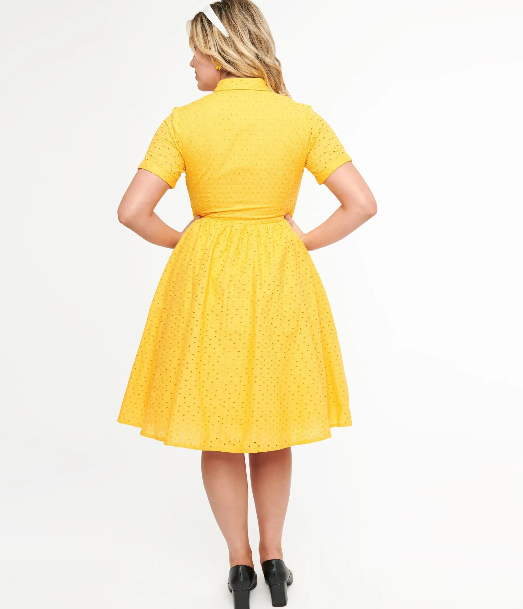 Unique Vintage 1950s Marigold Eyelet Cotton Harlow Dress Cheap