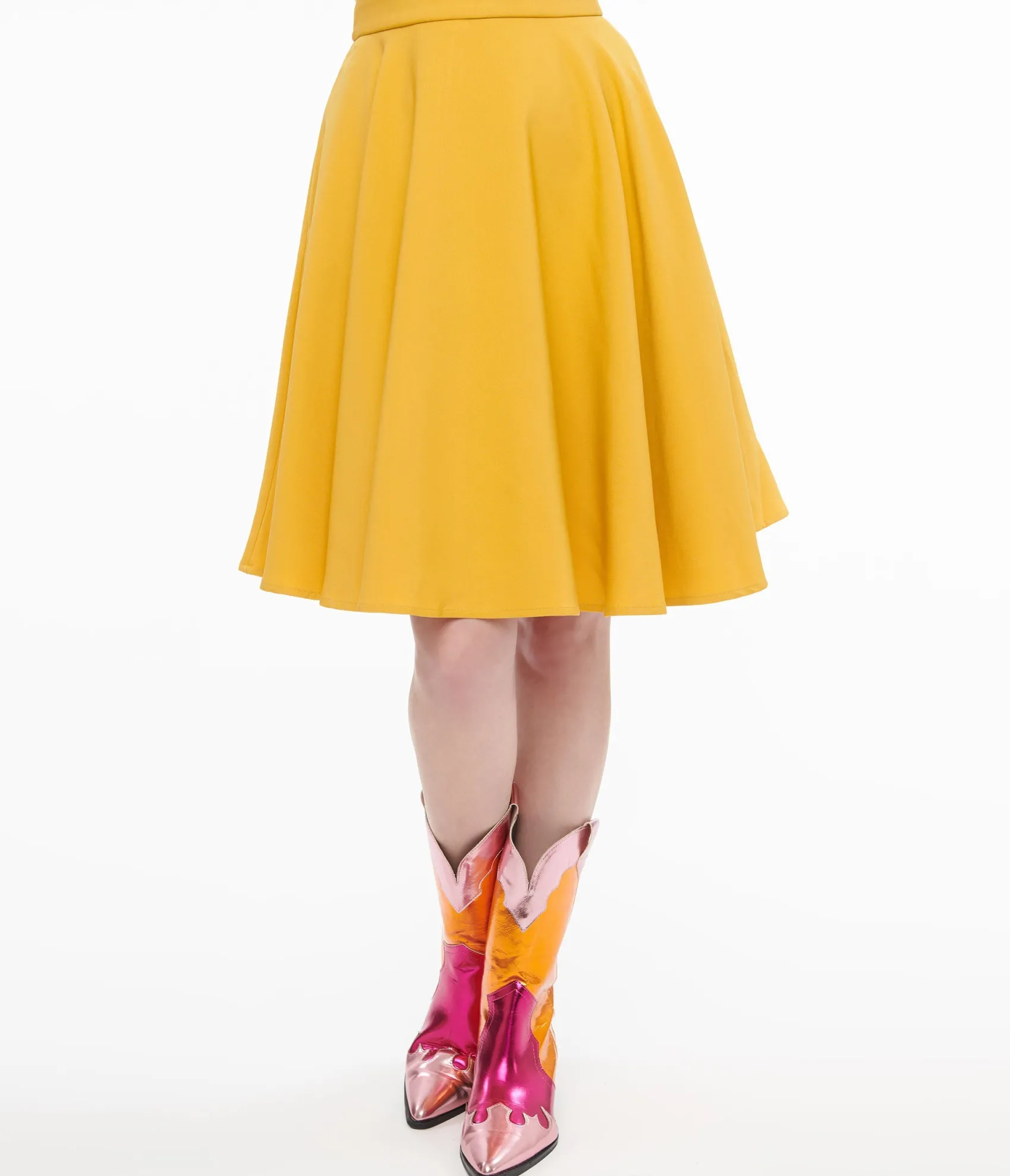 Unique Vintage 1950s Mustard Swing Skirt Cheap