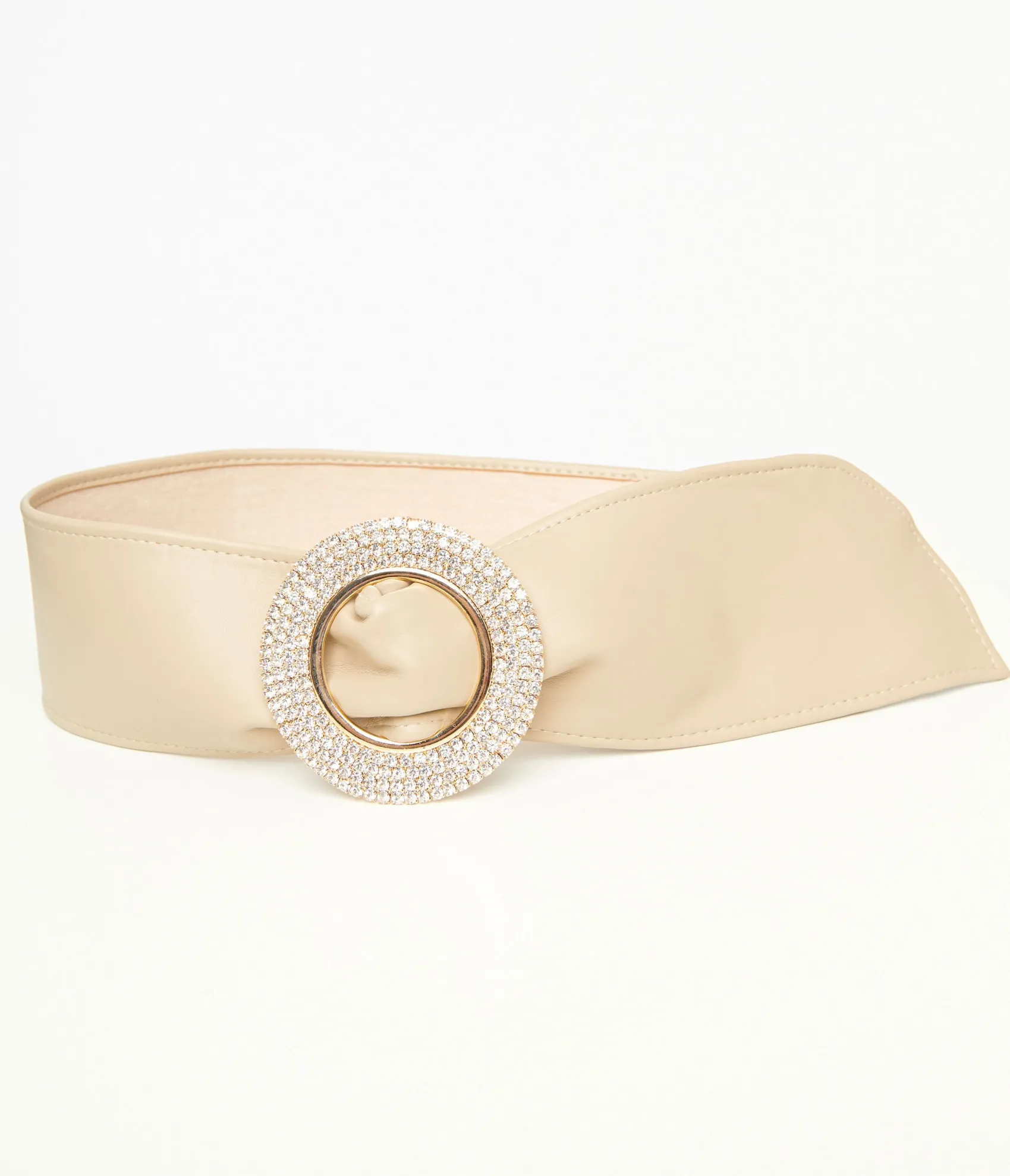 Unique Vintage 1960s Nude & Silver Rhinestone Buckle Belt New