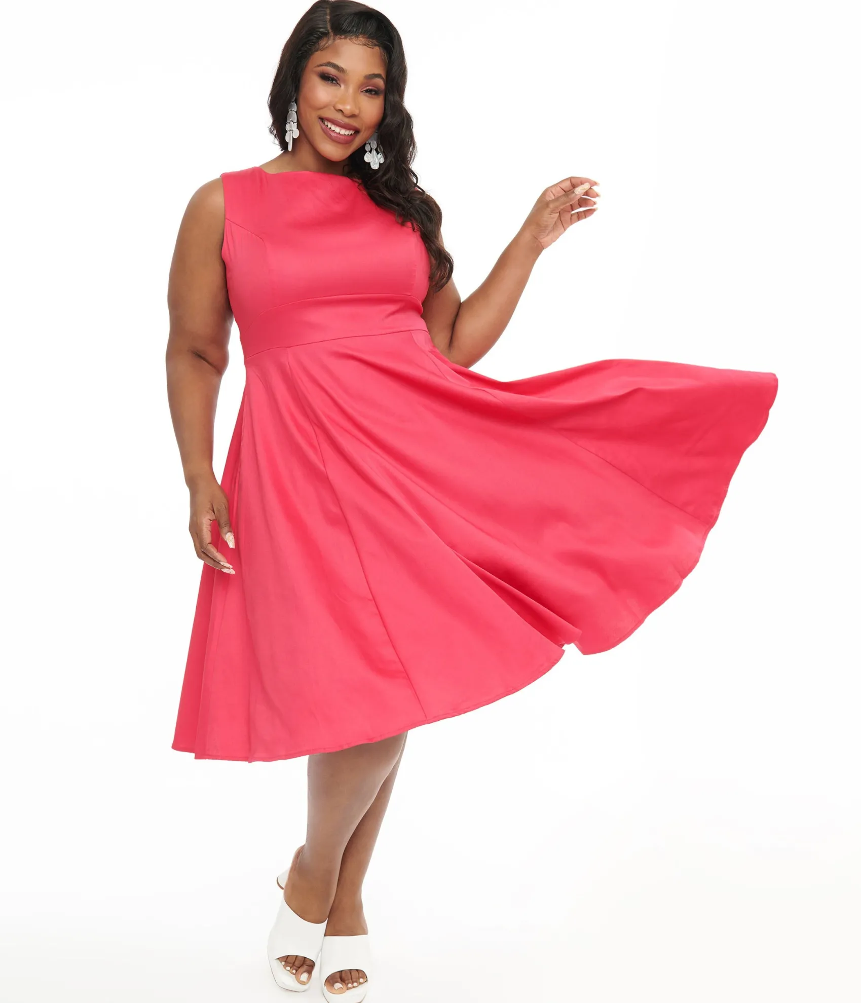 Unique Vintage 1950s Pink Cotton Swing Dress Cheap