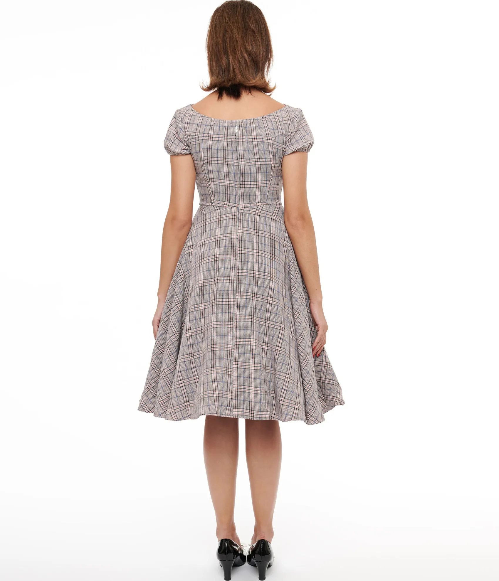 Unique Vintage 1950s Pink Plaid Fit & Flare Dress Flash Sale