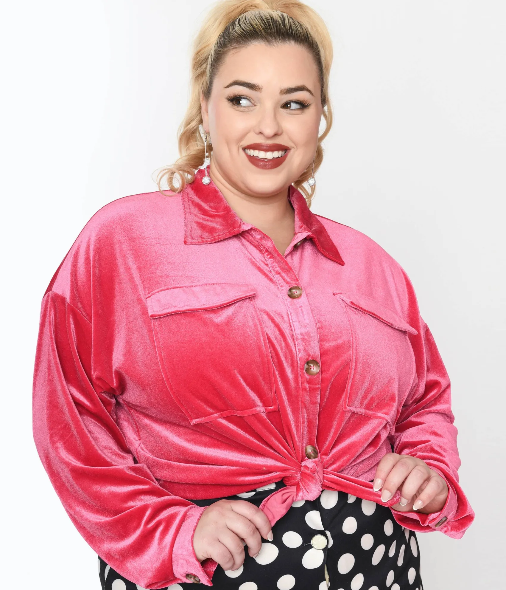 Unique Vintage 1970s Pink Velvet Button Down Shirt Best