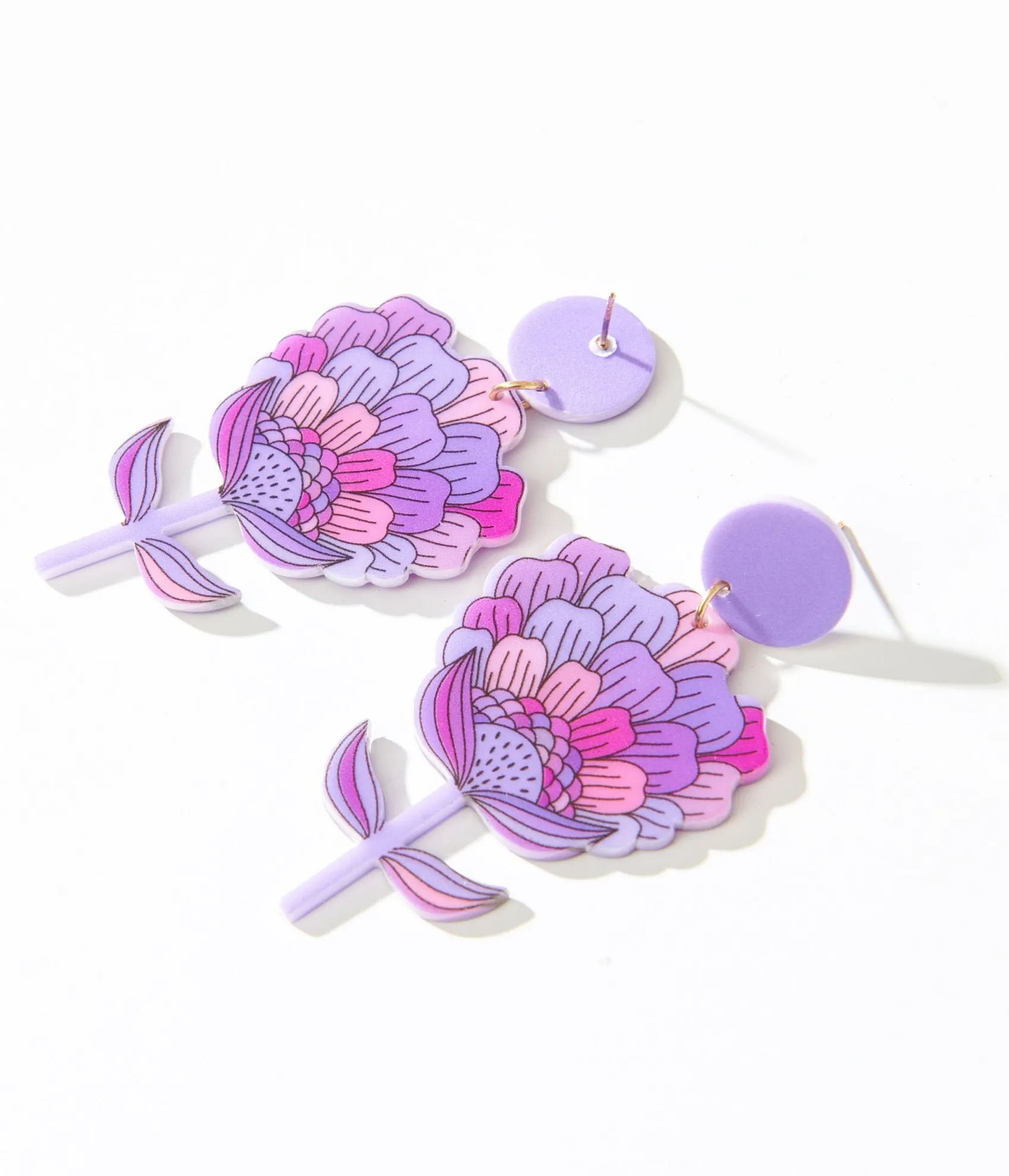 Unique Vintage 1970s Purple Flower Bloom Earrings Outlet