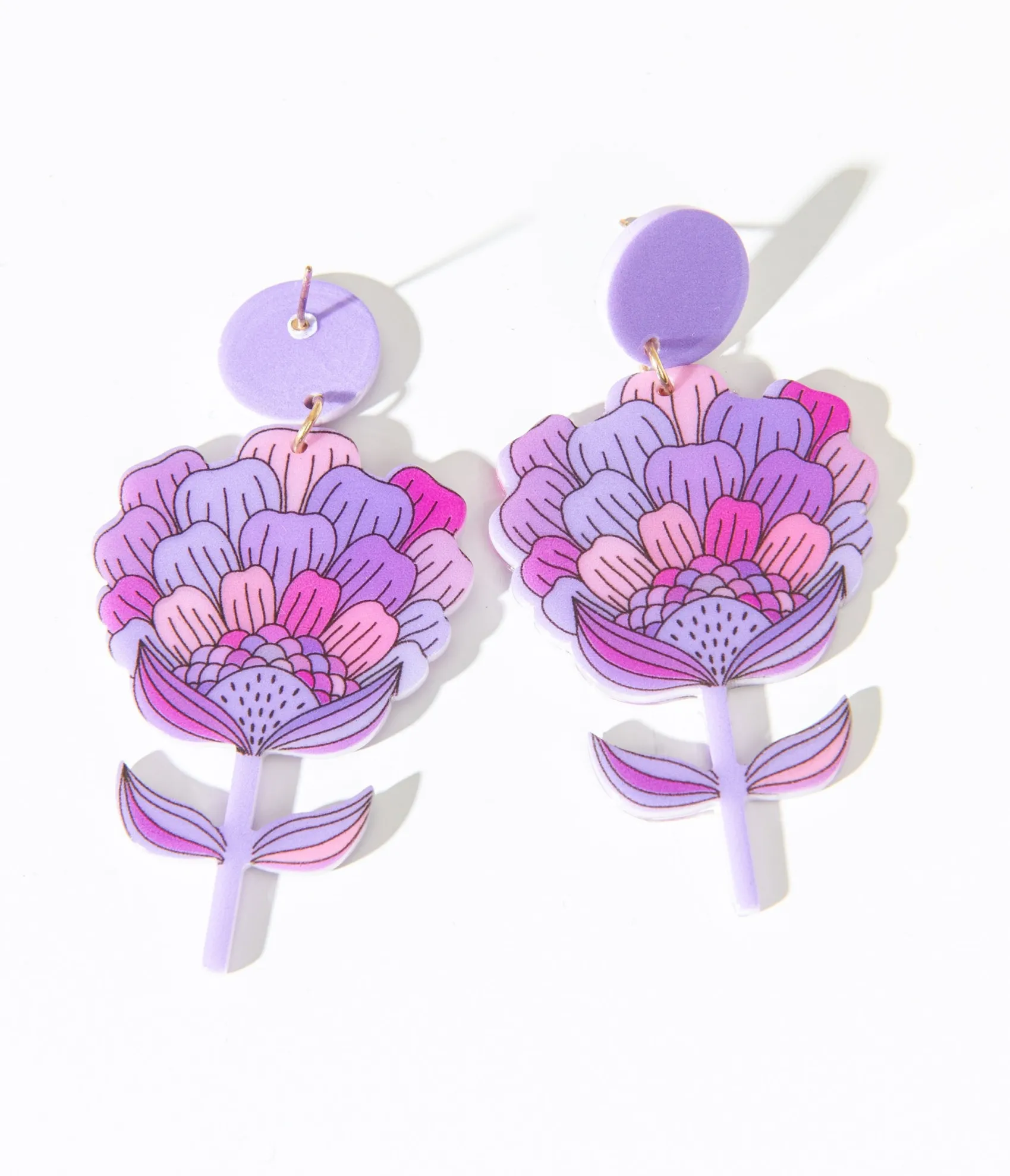 Unique Vintage 1970s Purple Flower Bloom Earrings Outlet
