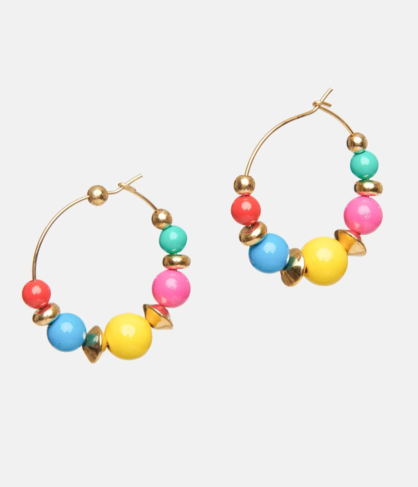 Unique Vintage 1980s Rainbow Bead Hoop Earrings Best Sale