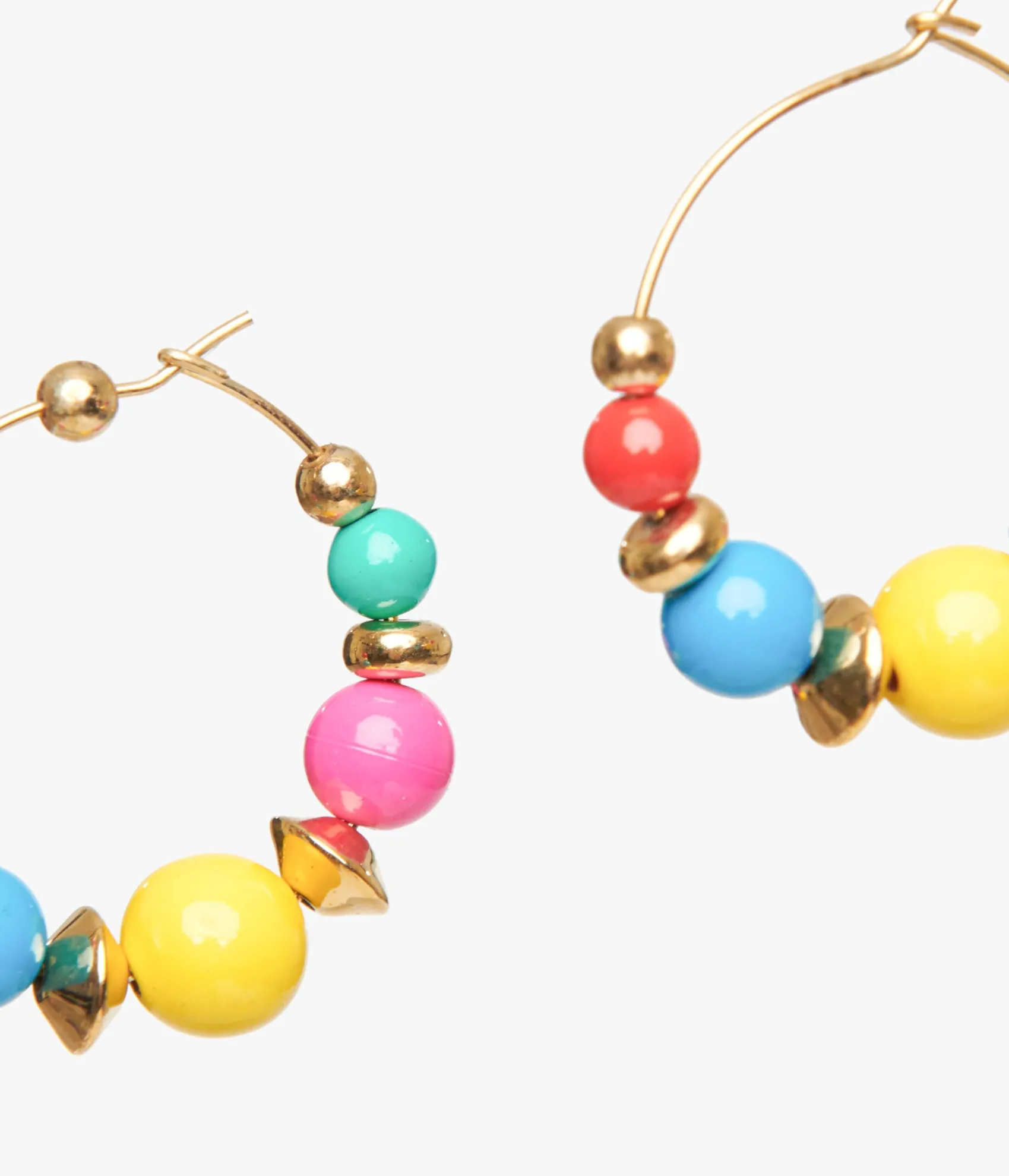 Unique Vintage 1980s Rainbow Bead Hoop Earrings Best Sale