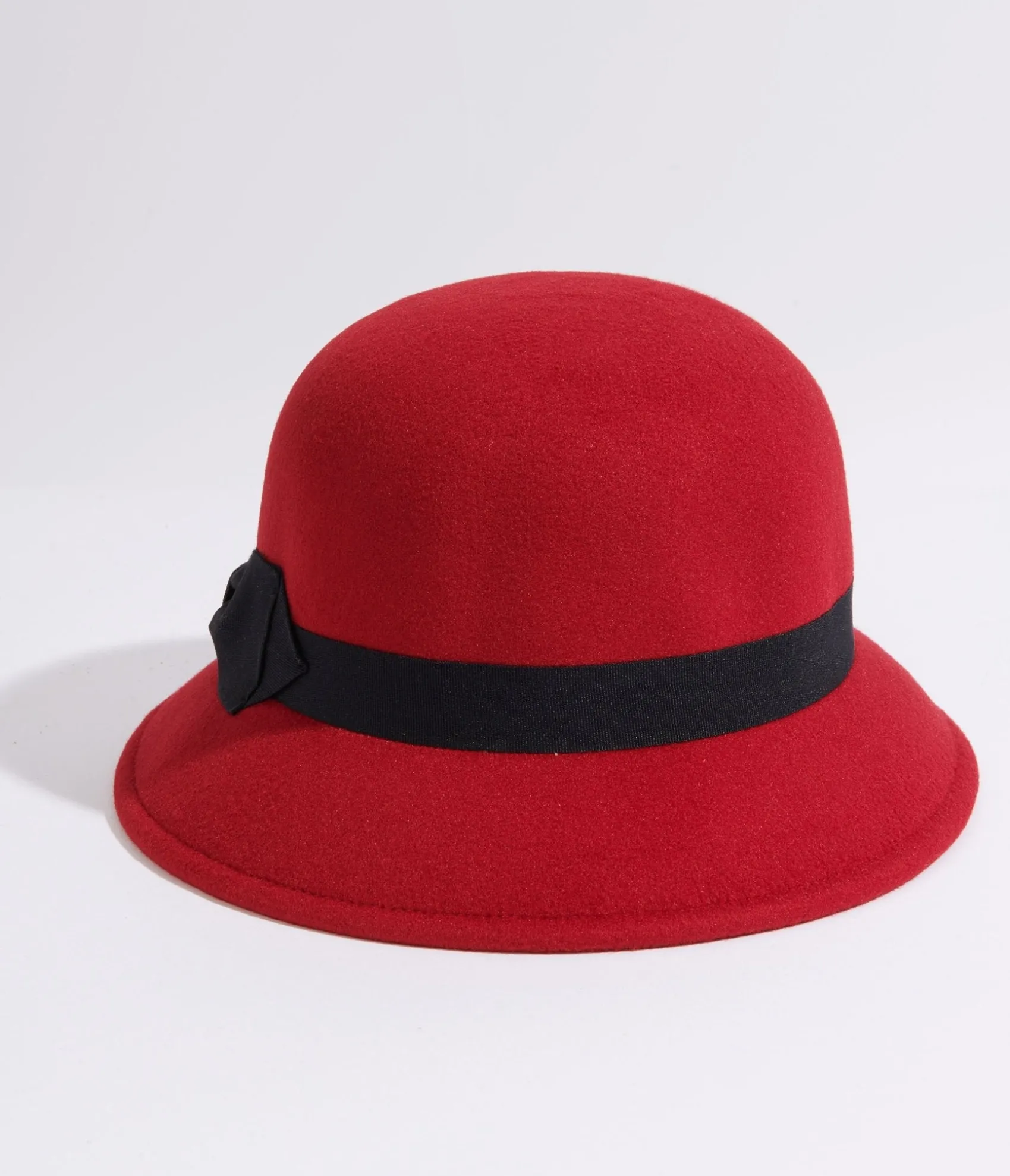 Unique Vintage 1920s Red & Black Bow Cloche Hat Online