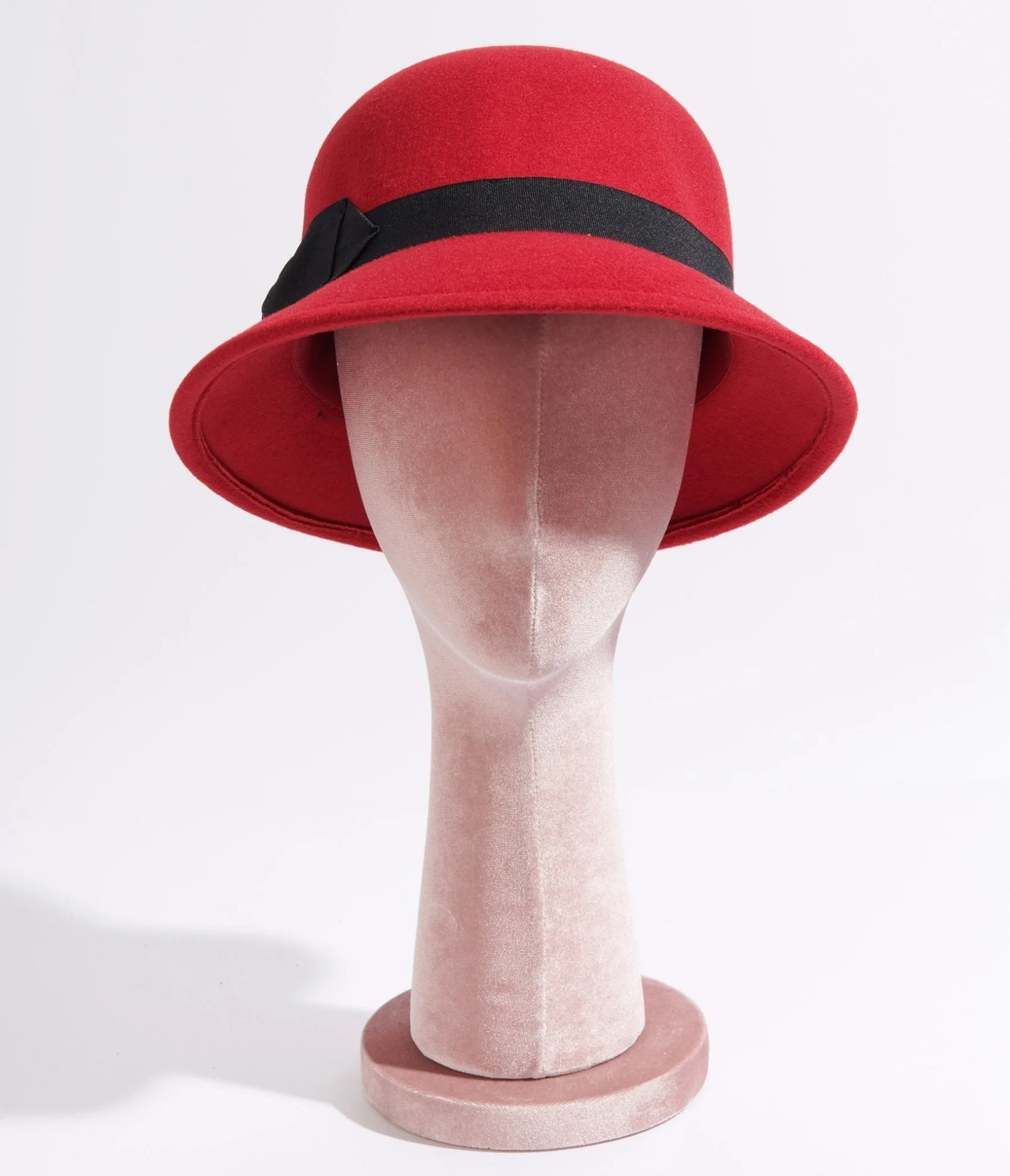 Unique Vintage 1920s Red & Black Bow Cloche Hat Online