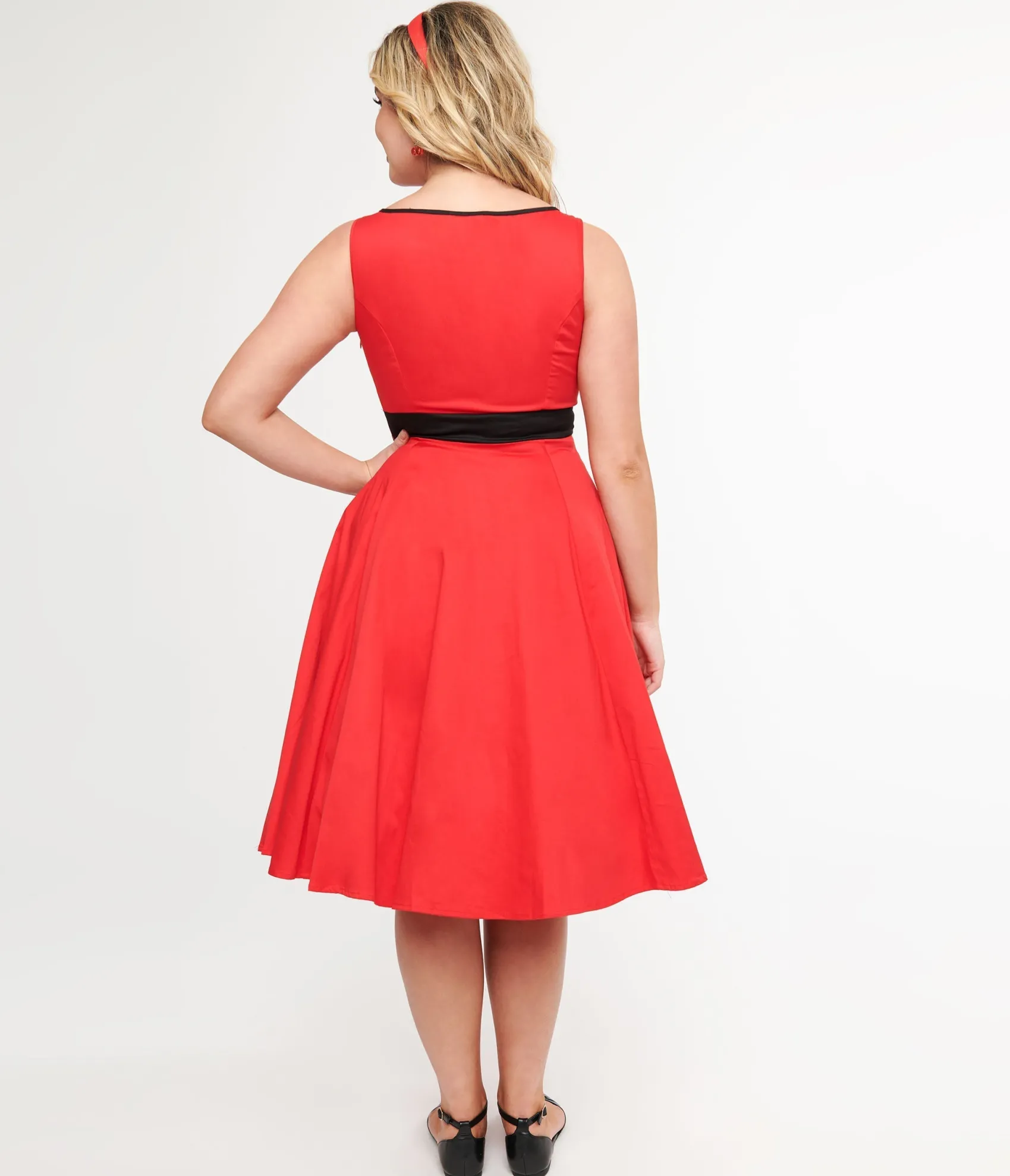 Unique Vintage 1950s Red Keyhole Cotton Swing Dress Sale