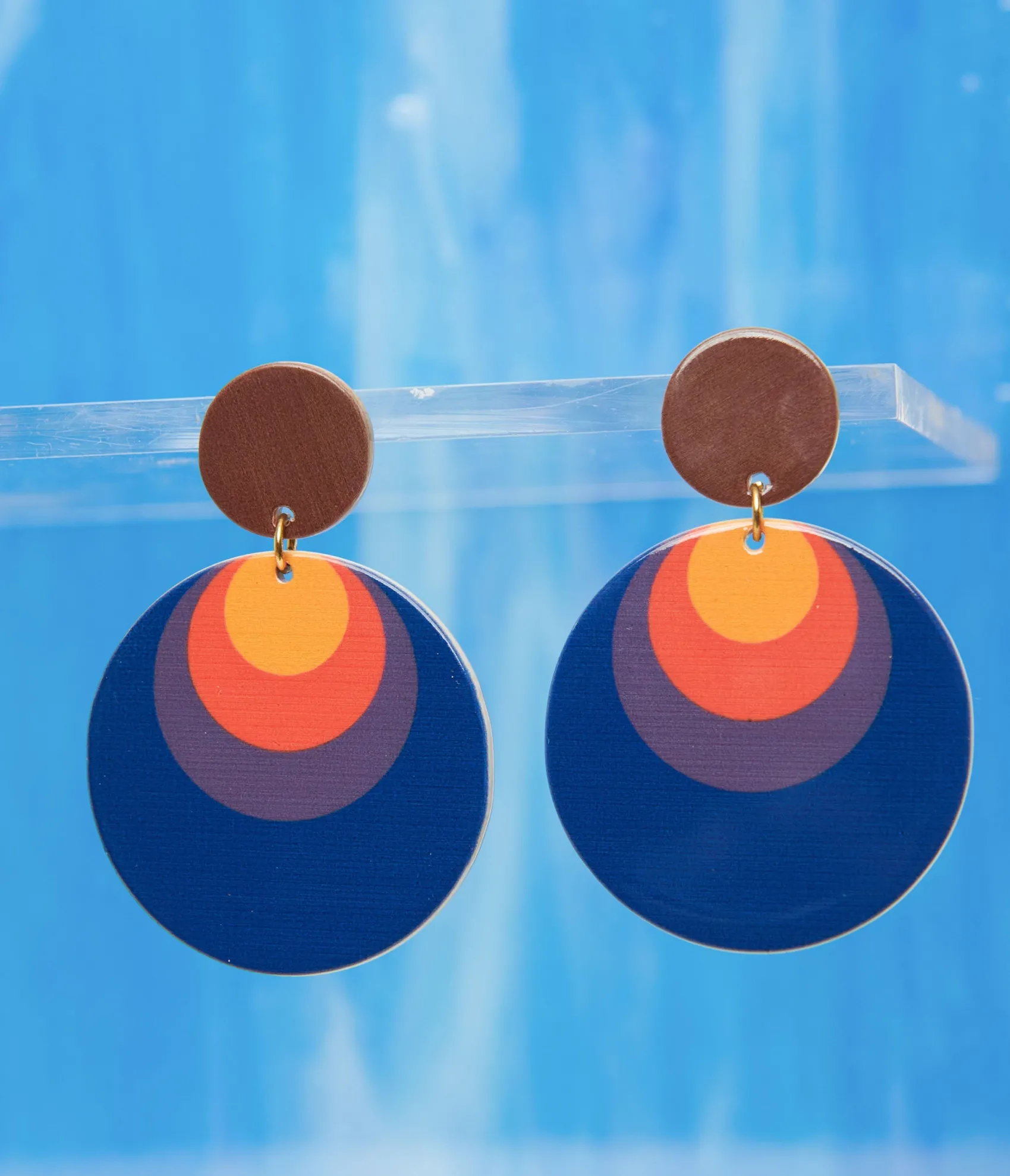 Unique Vintage 1970s Retro Circle Drop Earrings Outlet