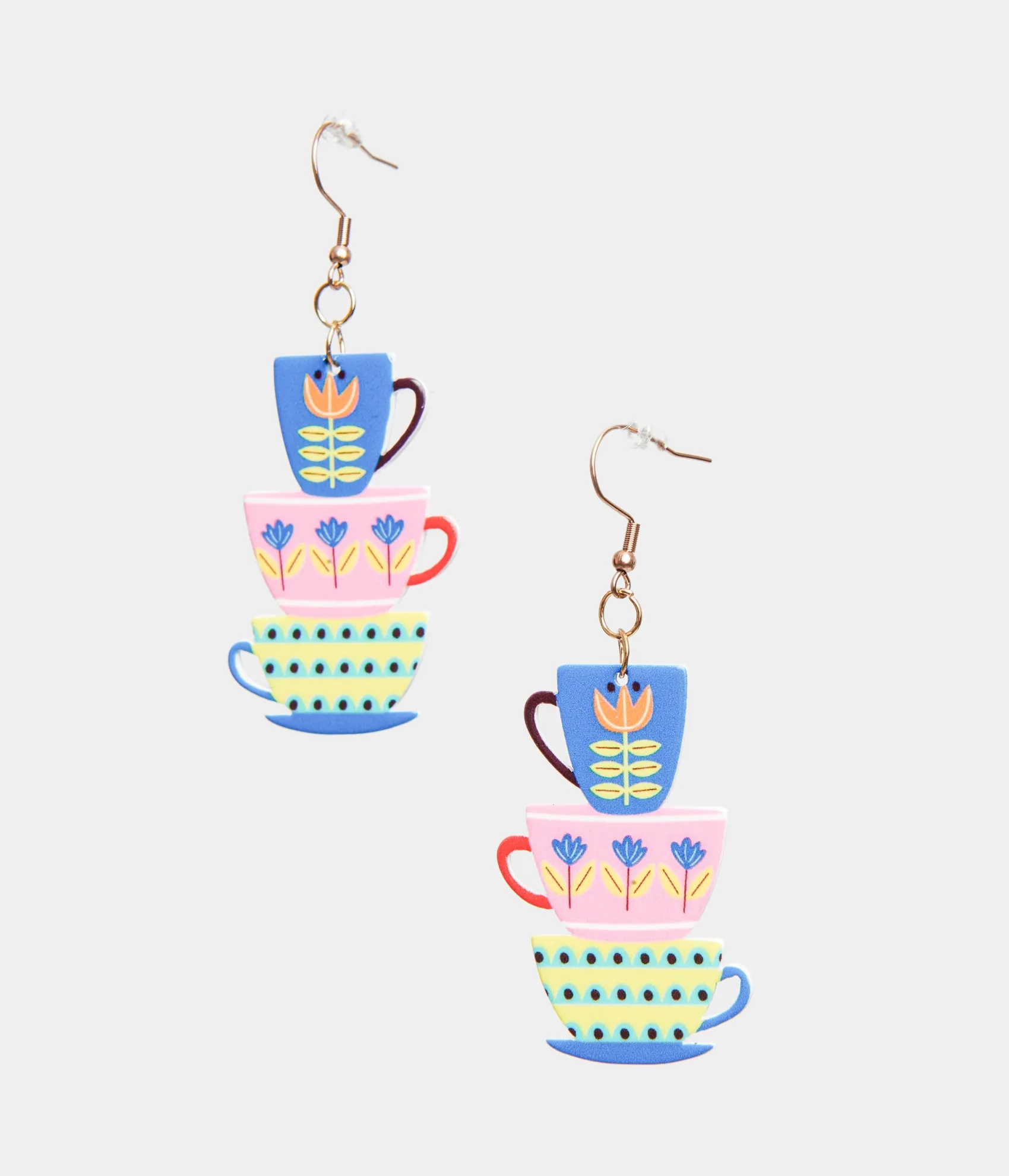 Unique Vintage 1960s Retro Teacups & Saucers Drop Earrings Flash Sale