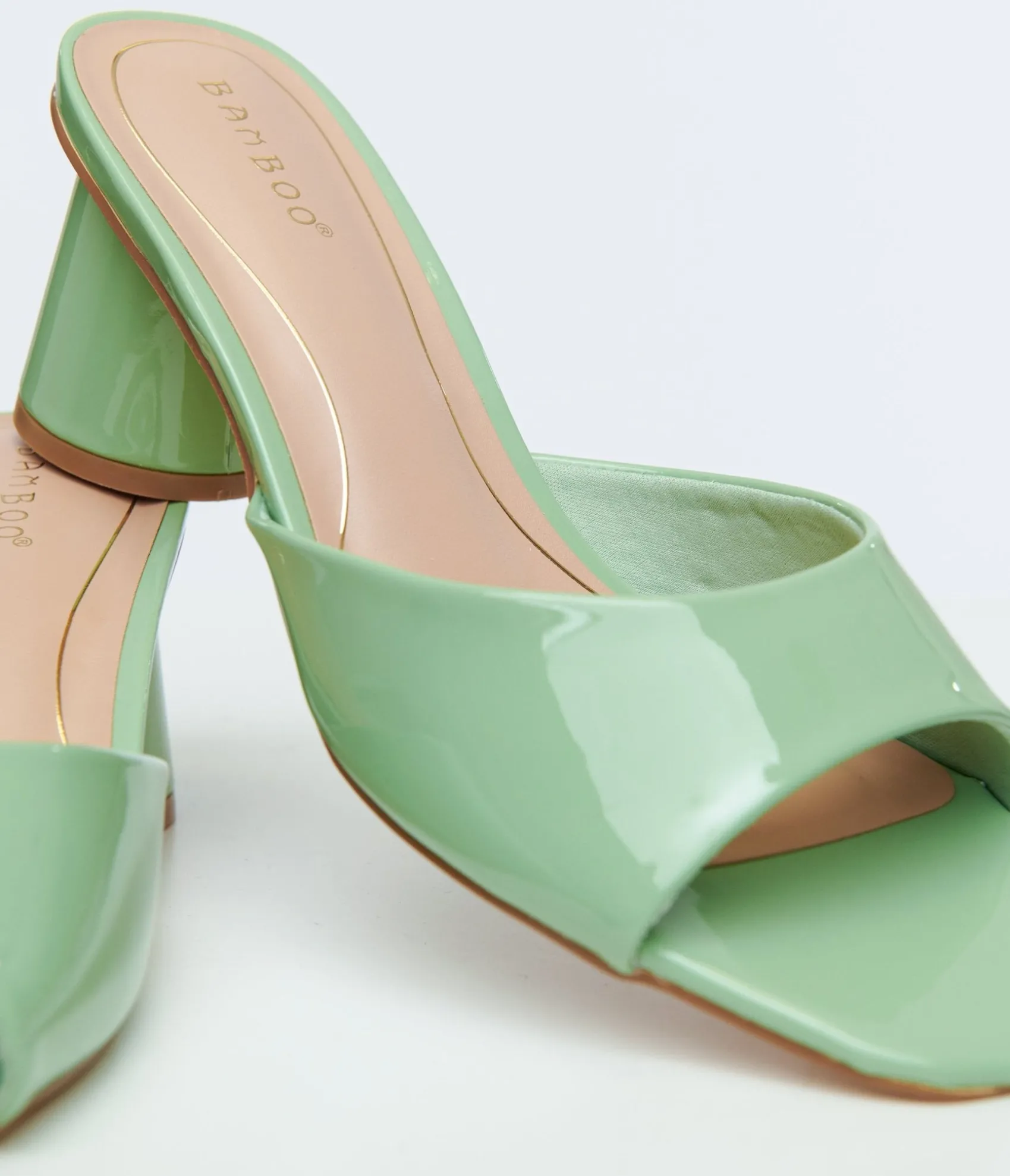Unique Vintage 1990s Sage Green Square Toe Mules Shop