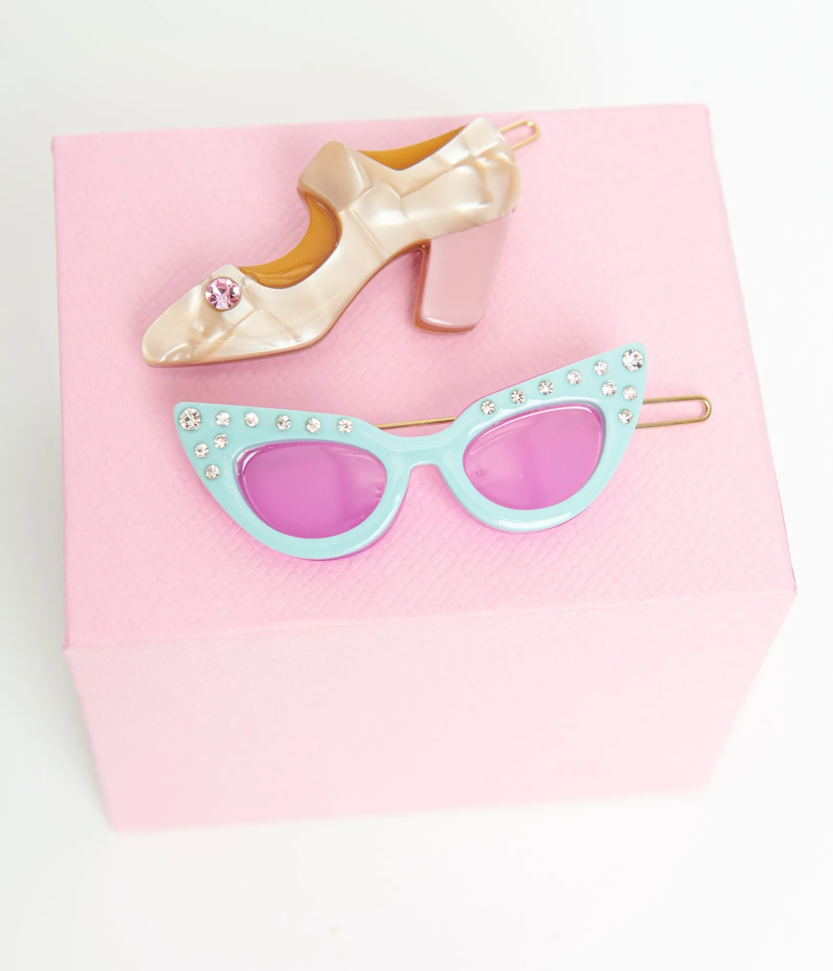 Unique Vintage 1950s Sunglasses & Heel Hair Pin Set New