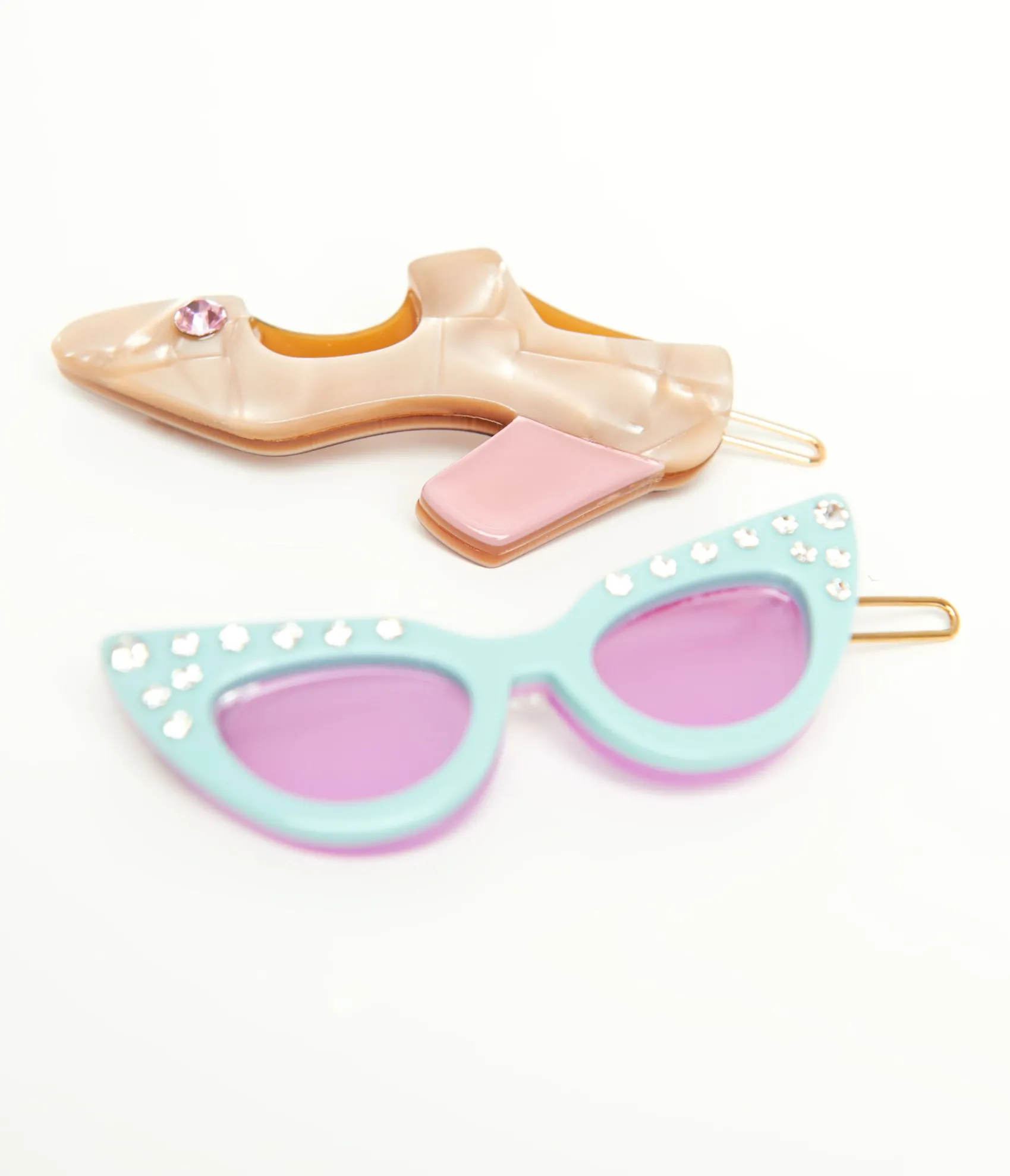 Unique Vintage 1950s Sunglasses & Heel Hair Pin Set New