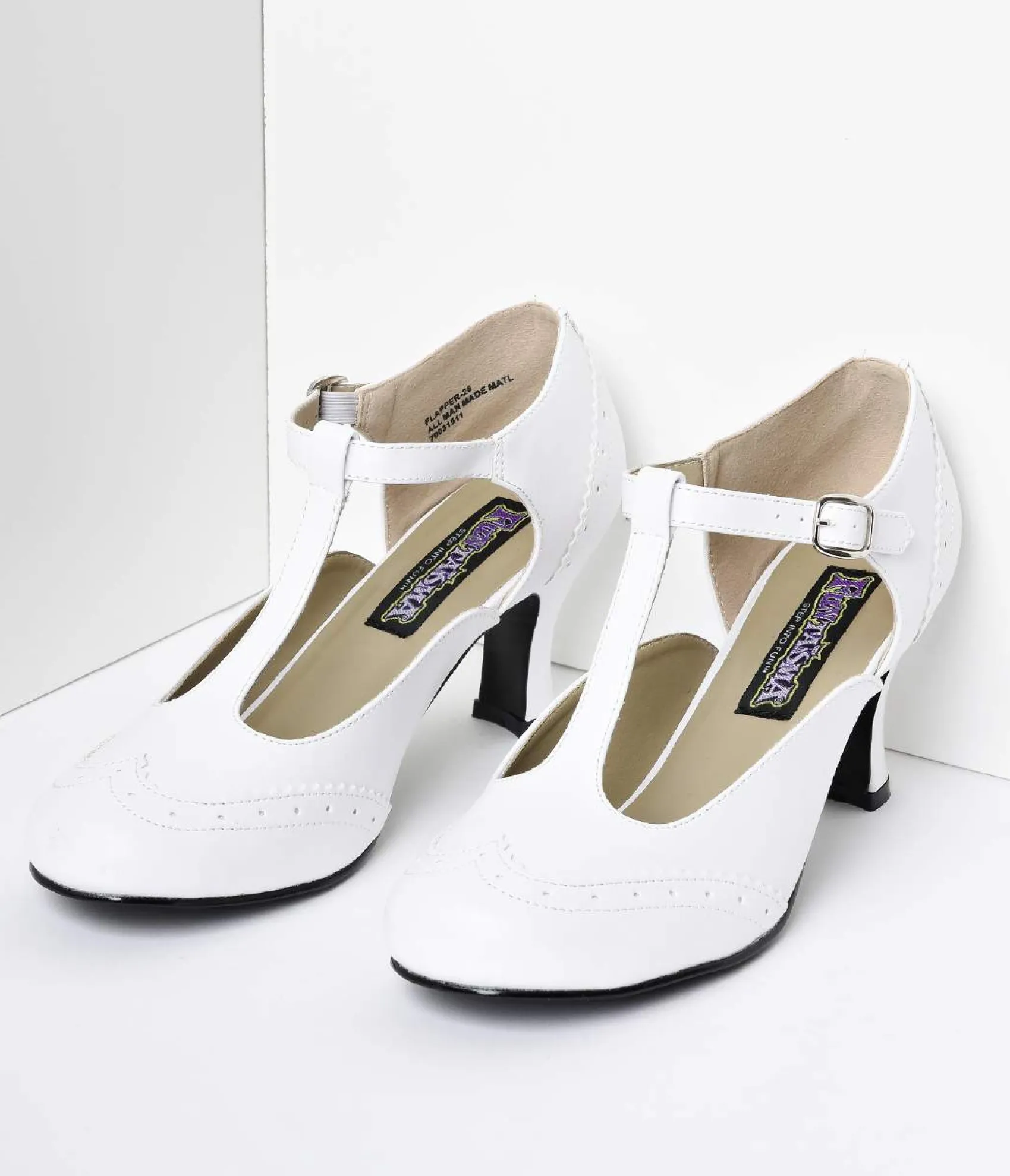 Unique Vintage 1920s White T-Strap Mary Jane Kitten Heels Online
