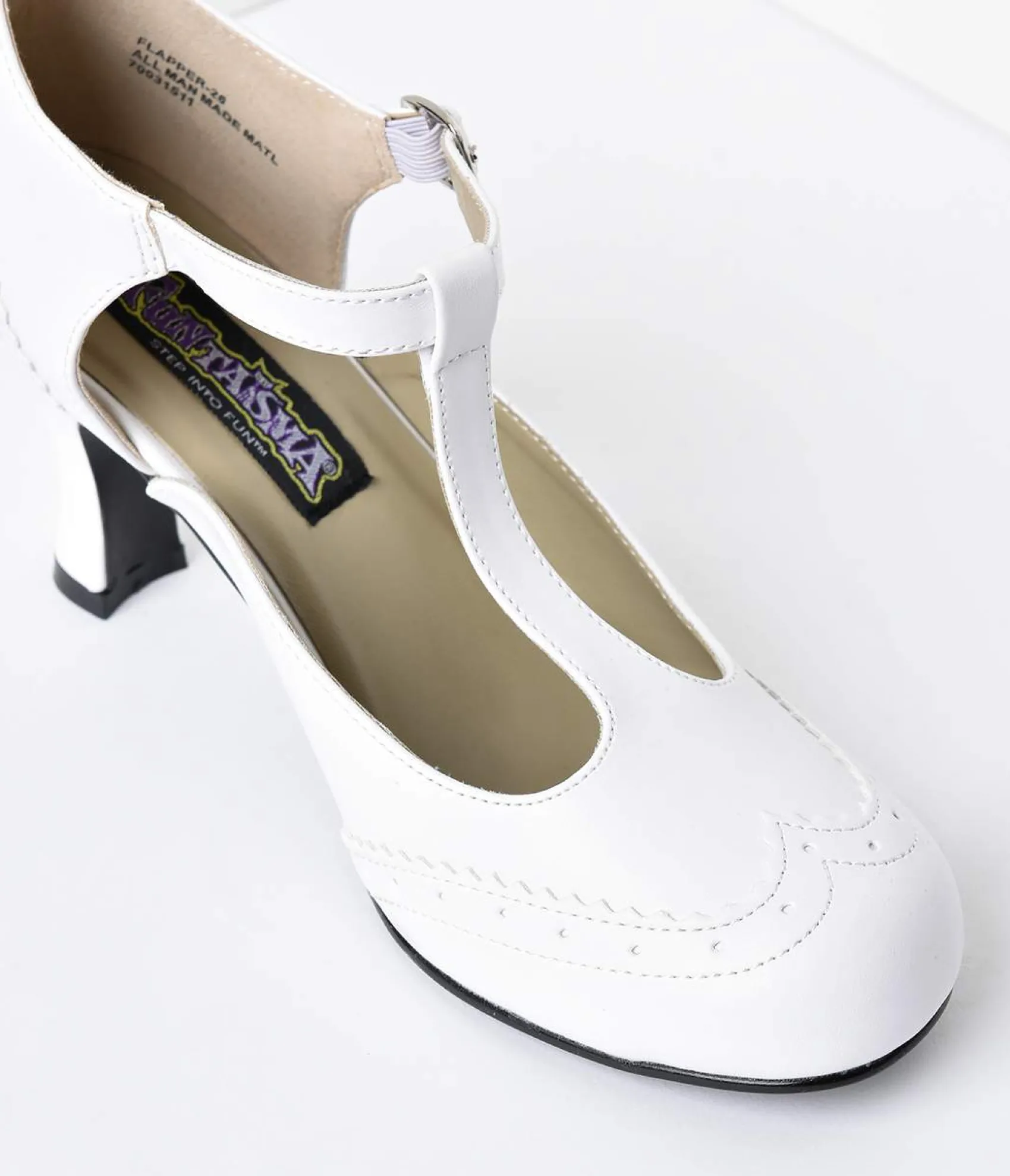 Unique Vintage 1920s White T-Strap Mary Jane Kitten Heels Online