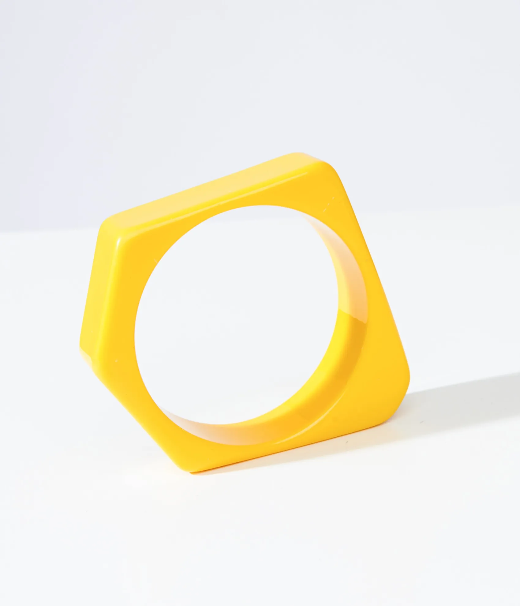 Unique Vintage 1960s Yellow Acrylic Stacking Bangle Hot
