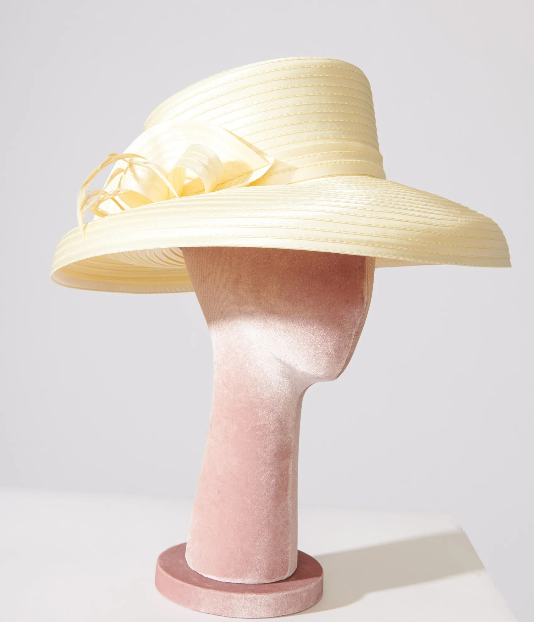Unique Vintage 1950s Yellow Satin Ribbon Hat Cheap