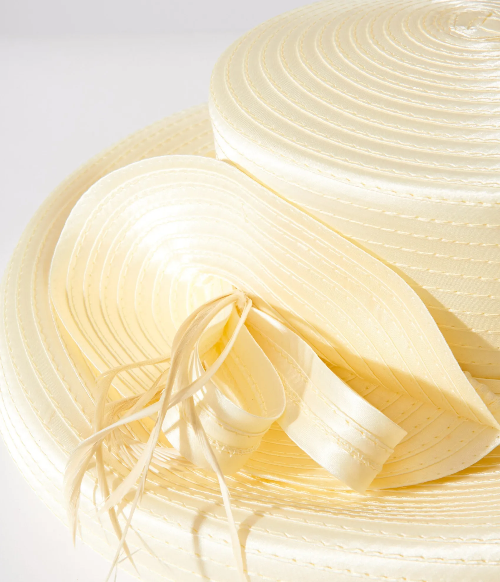 Unique Vintage 1950s Yellow Satin Ribbon Hat Cheap