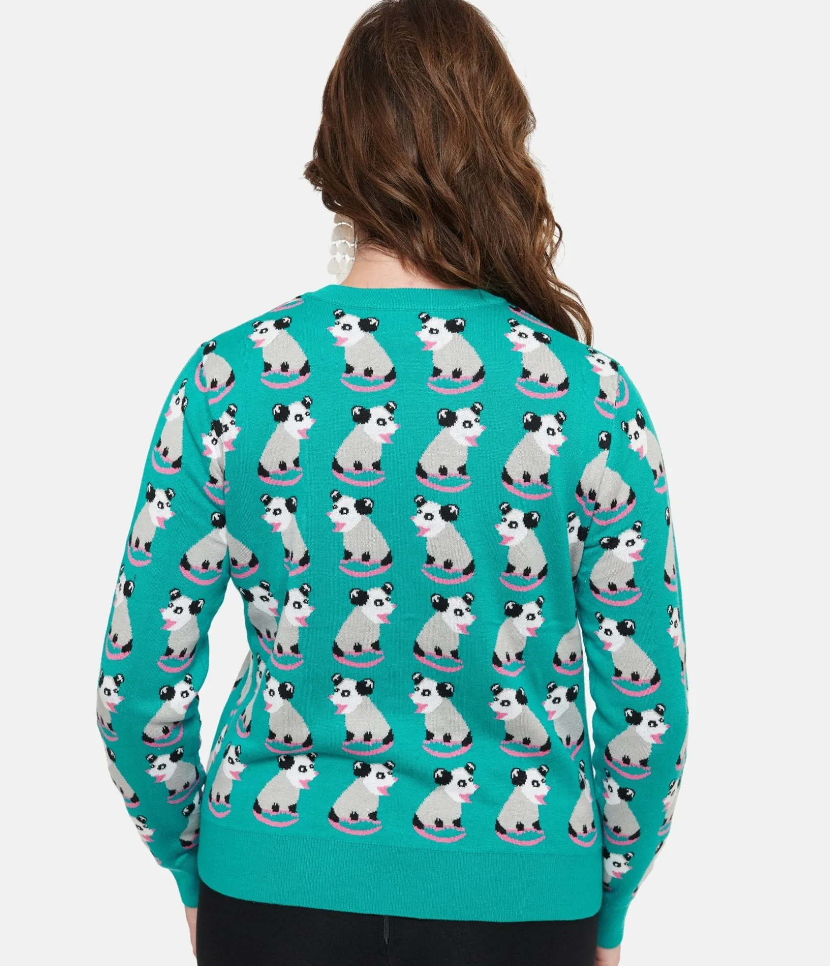 Unique Vintage Sesame the Opossum Teal OPossum Print Knit Sweater Shop