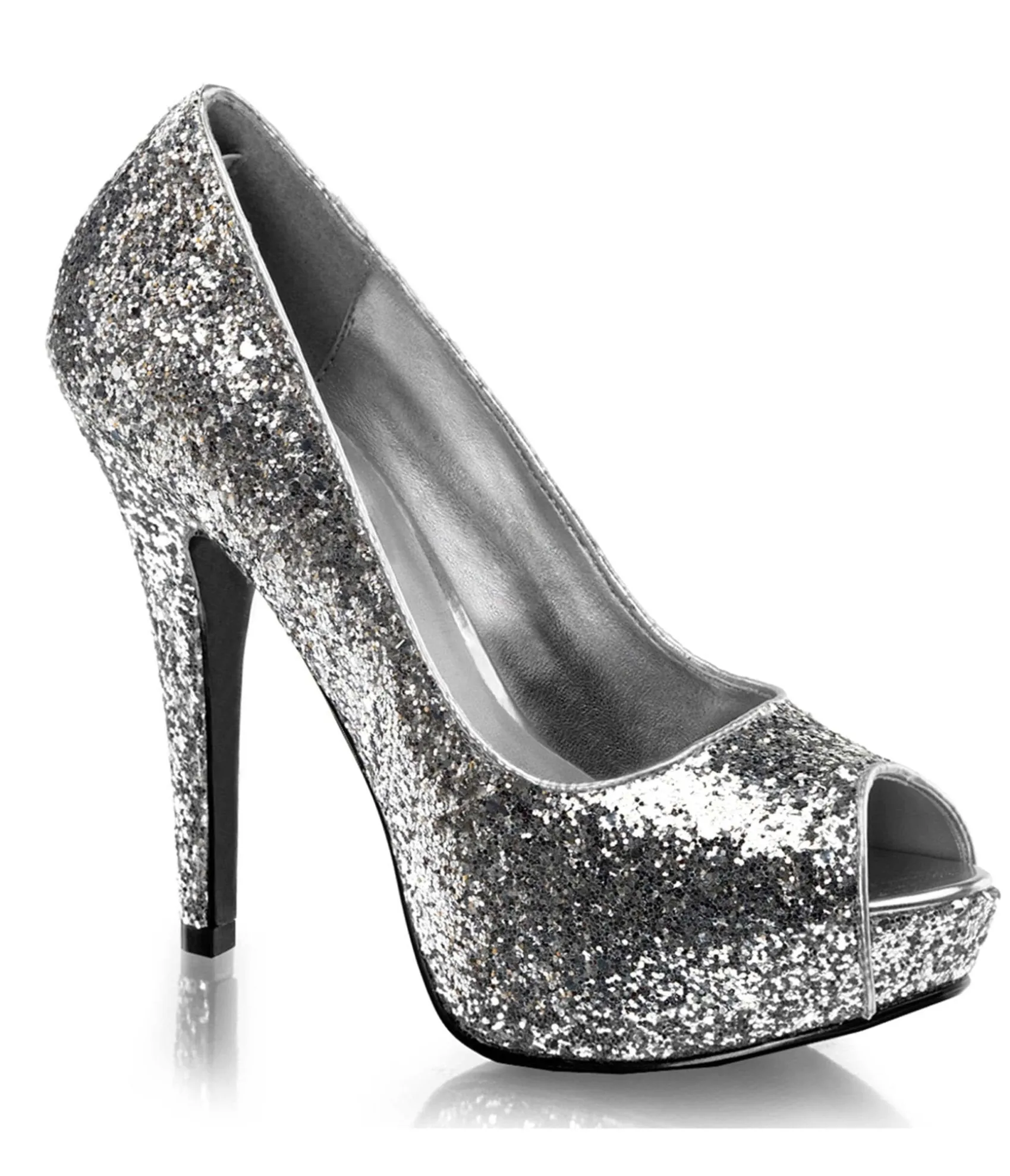 Unique Vintage Silver Glitter Peep Toe Pumps Shop