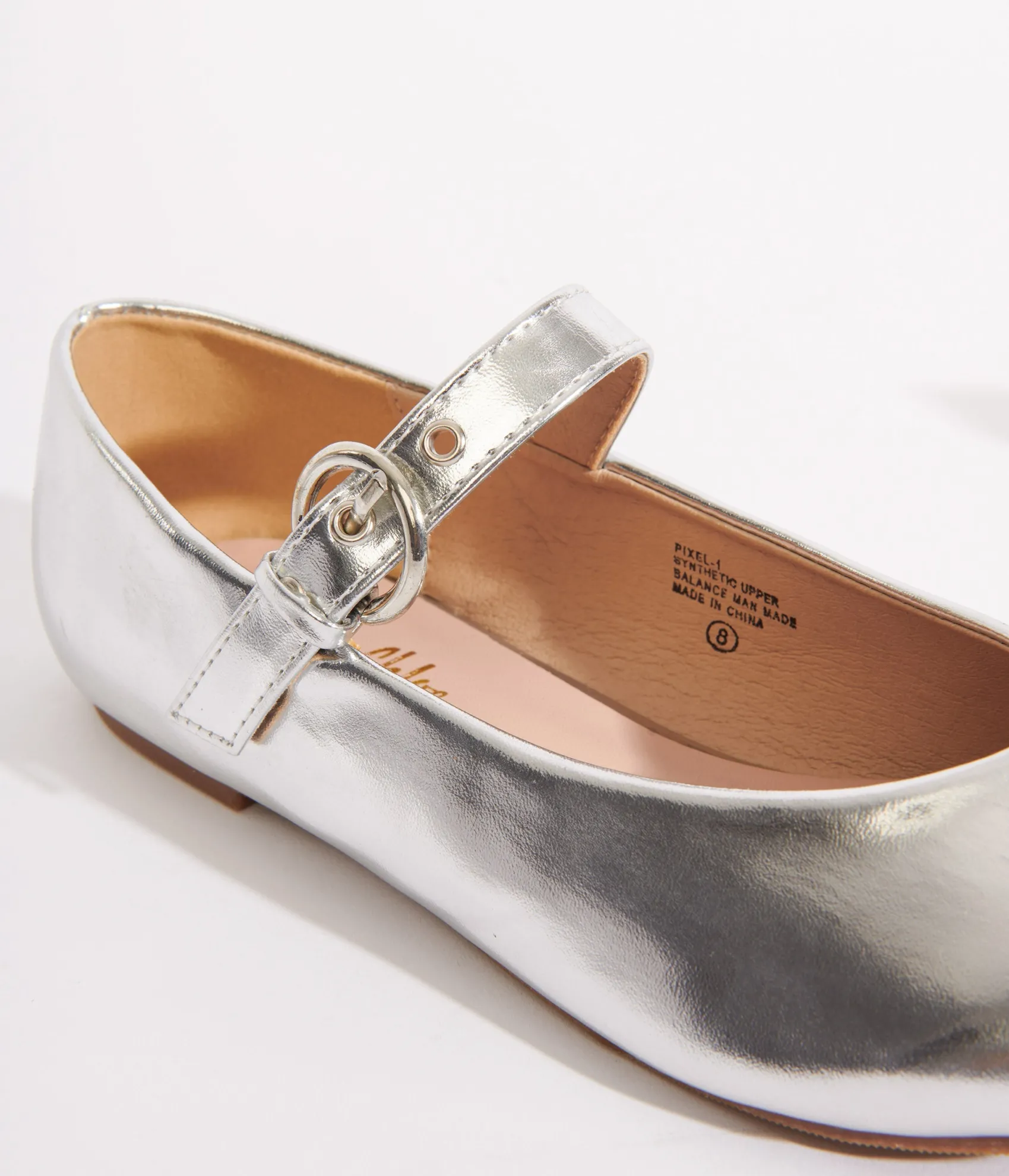Unique Vintage Silver Leatherette Mary Jane Flats Outlet