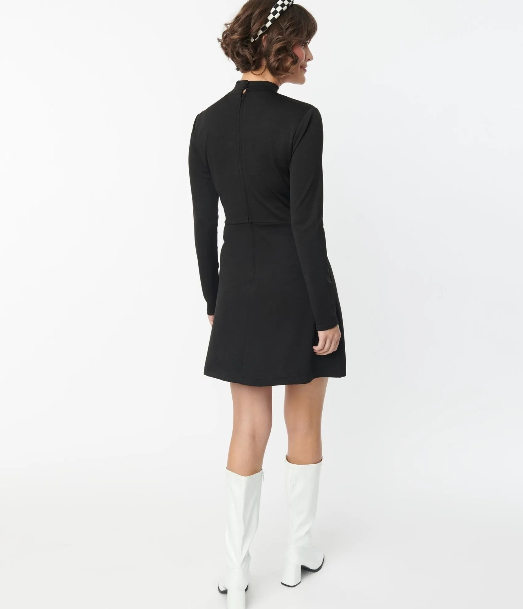 Unique Vintage Smak Parlour Black Mock Turtleneck Fit & Flare Dress Best Sale