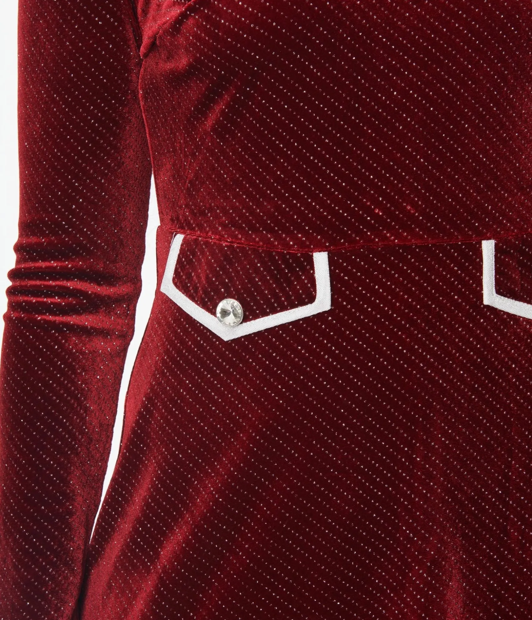 Unique Vintage Smak Parlour Burgundy Sparkly Velvet Mock Turtleneck Fit & Flare Dress Fashion