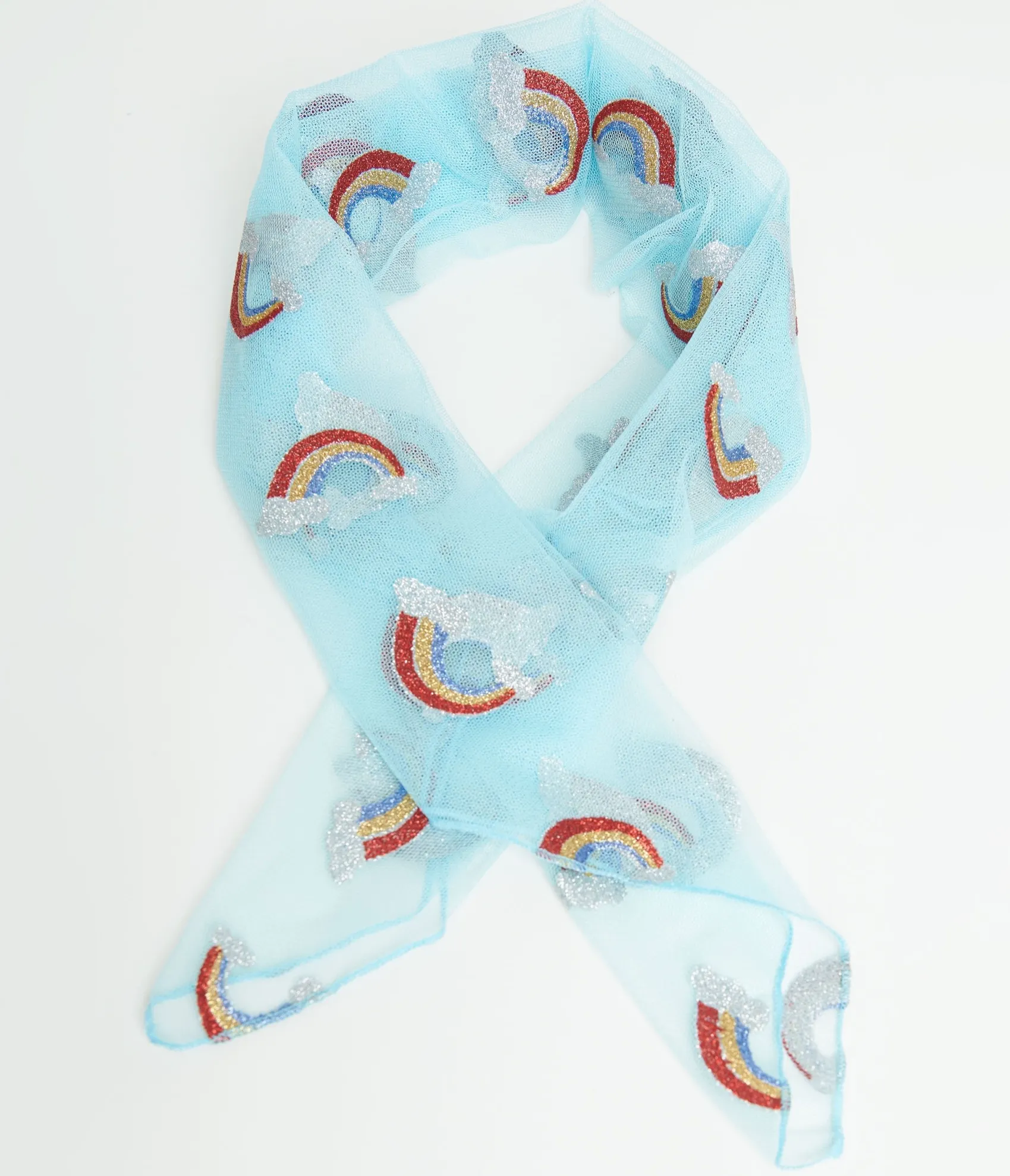 Unique Vintage Smak Parlour Light Blue Glitter Rainbow Hair Scarf Hot