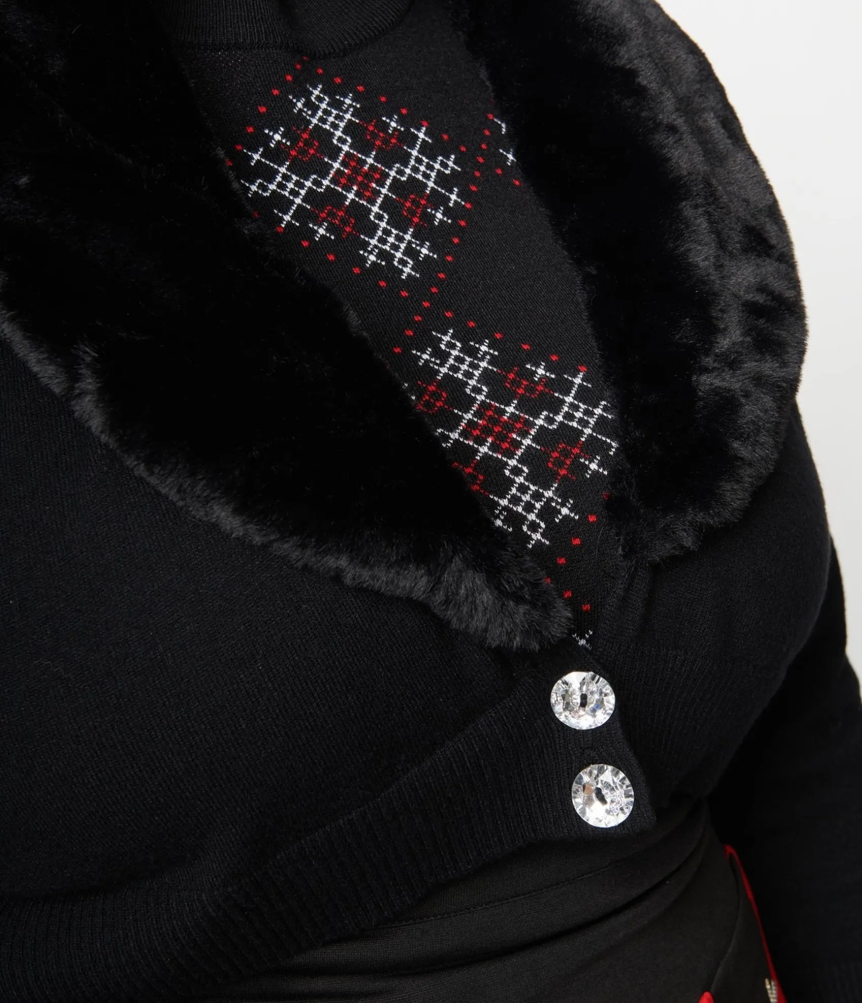 Unique Vintage Smak Parlour Plus Size Black Faux Fur Collar Cardigan Best