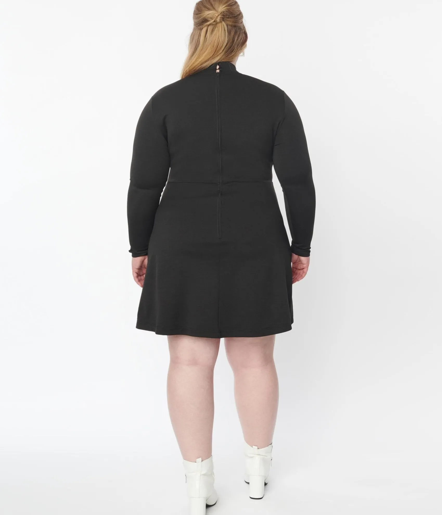 Unique Vintage Smak Parlour Plus Size Black Mock Turtleneck Fit & Flare Dress Shop