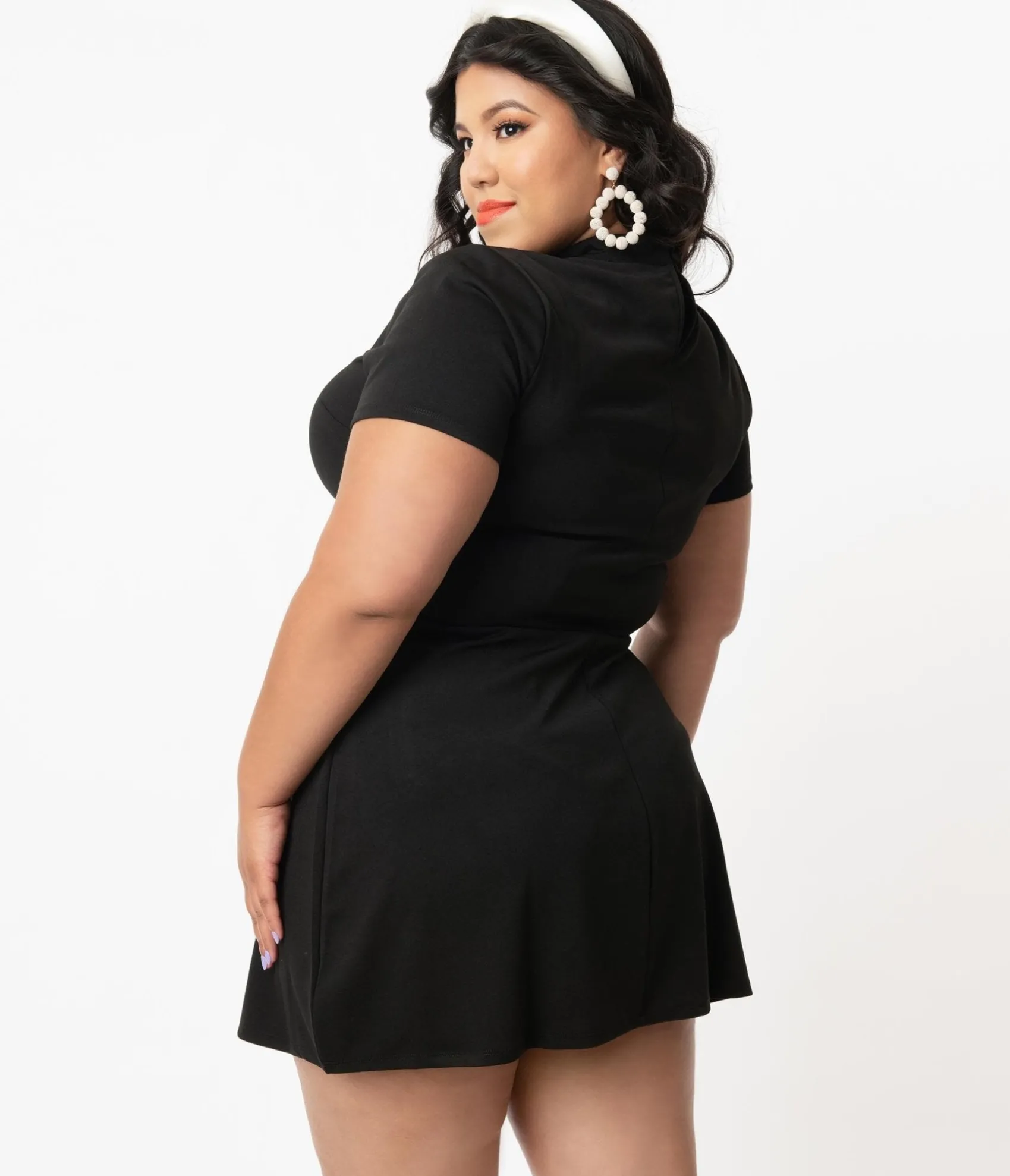 Unique Vintage Smak Parlour Plus Size Black Mock Turtleneck Wave Maker Dress Flash Sale