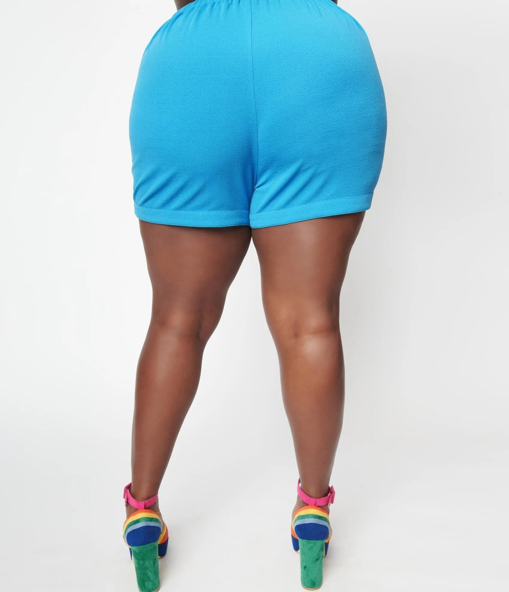 Unique Vintage Smak Parlour Plus Size Blue Callie Shorts Cheap