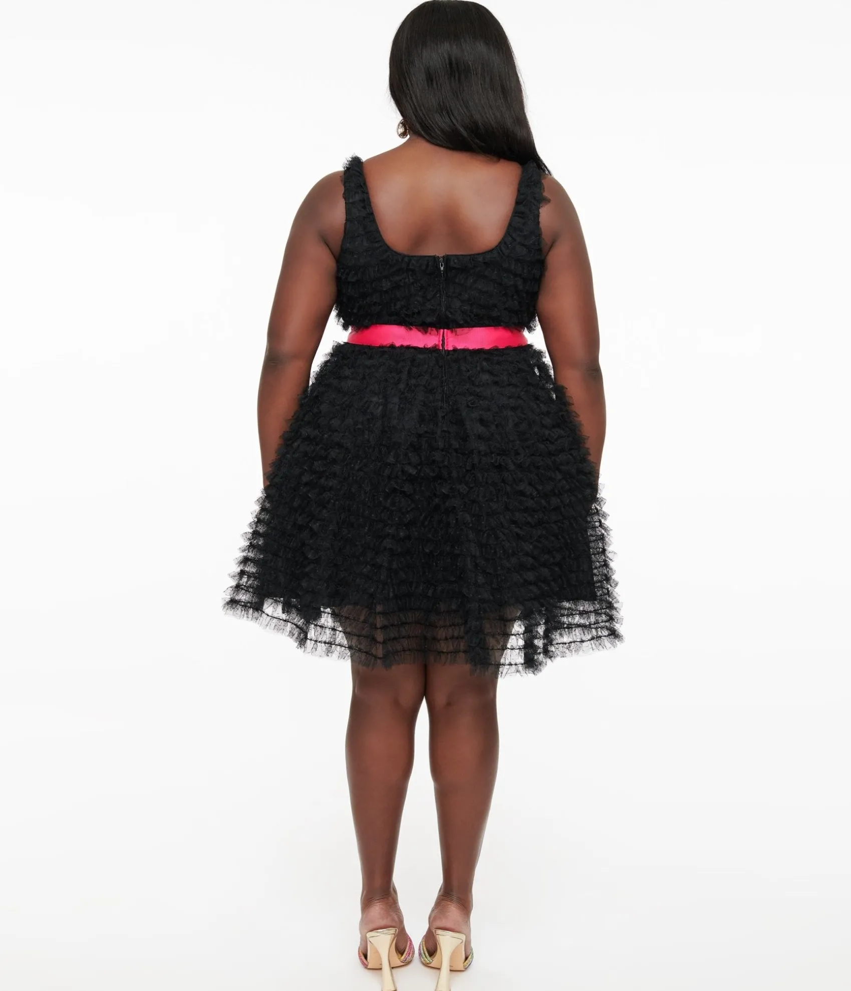 Unique Vintage Smak Parlour Plus Size 1960s Black & Hot Pink Empire Waist Mini Dress Flash Sale
