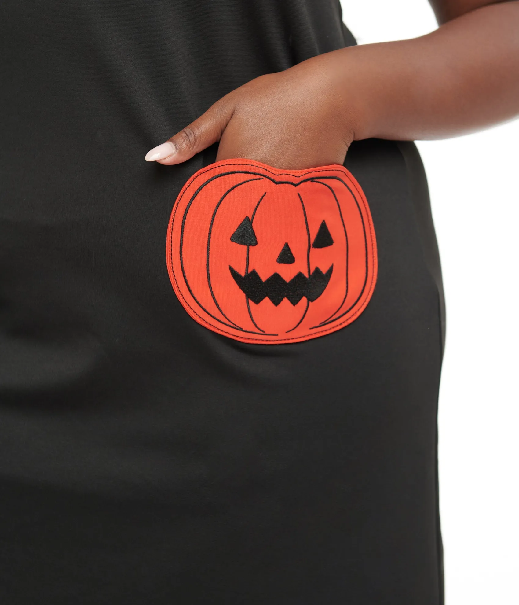 Unique Vintage Smak Parlour Plus Size 1960s Black & Orange Pumpkin Pocket Shift Dress Clearance