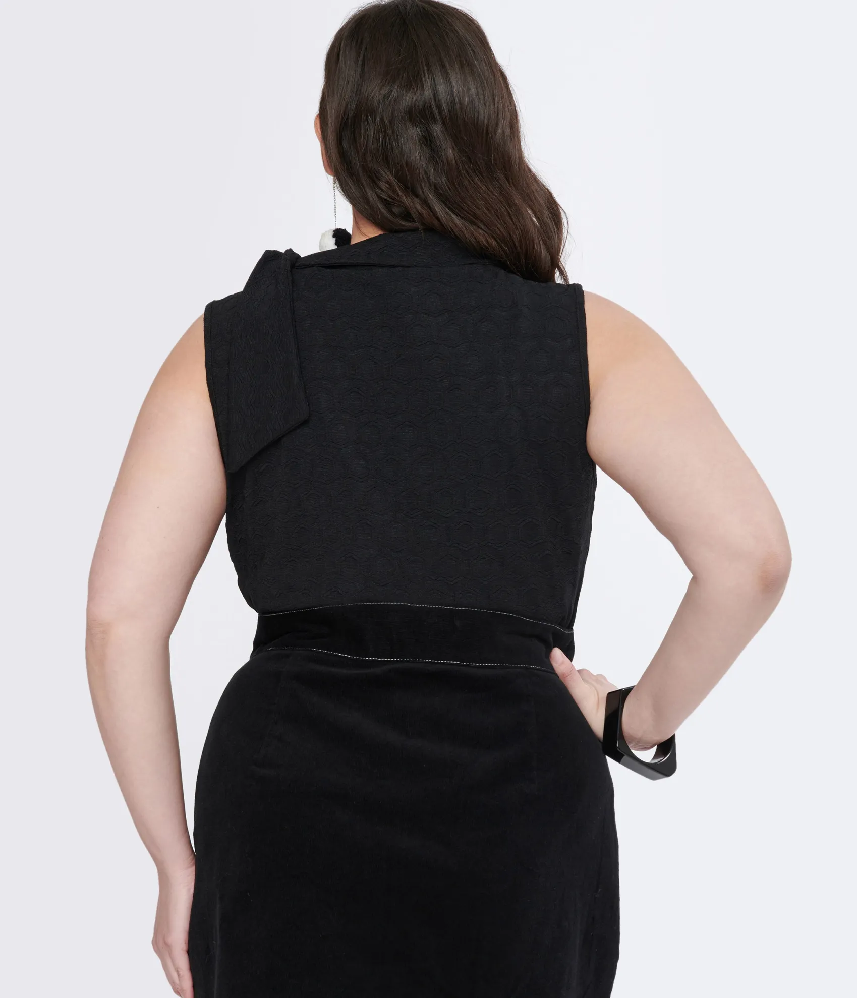 Unique Vintage Smak Parlour Plus Size 1960s Black Cowl Neck Tie Blouse Best Sale