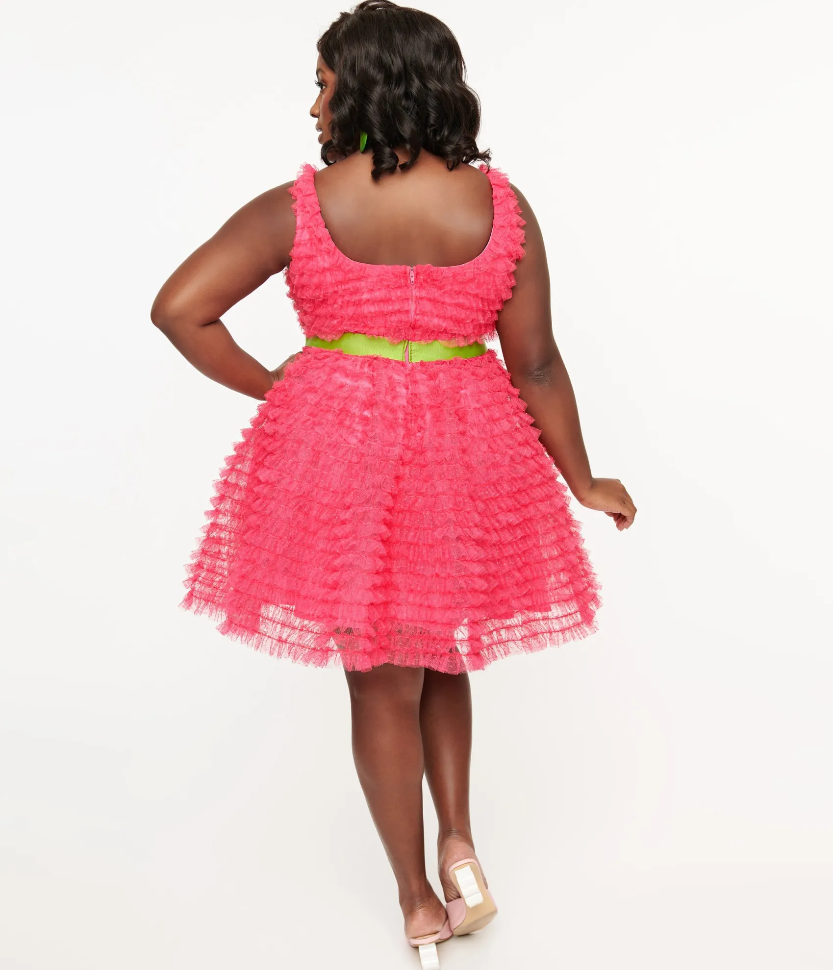 Unique Vintage Smak Parlour Plus Size 1960s Hot Pink Empire Waist Mini Dress Cheap