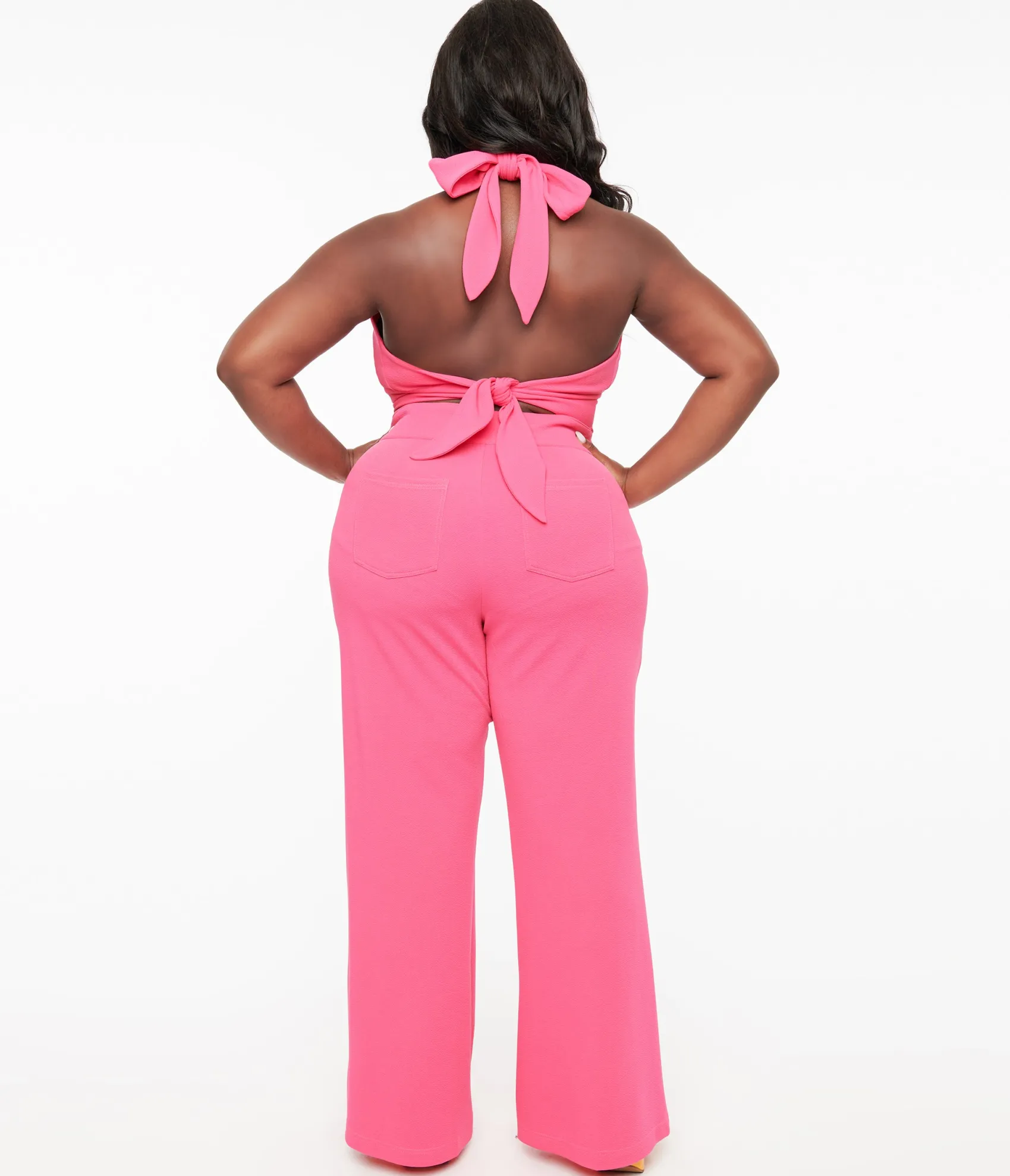 Unique Vintage Smak Parlour Plus Size 1960s Hot Pink High Waist Flare Pants Online