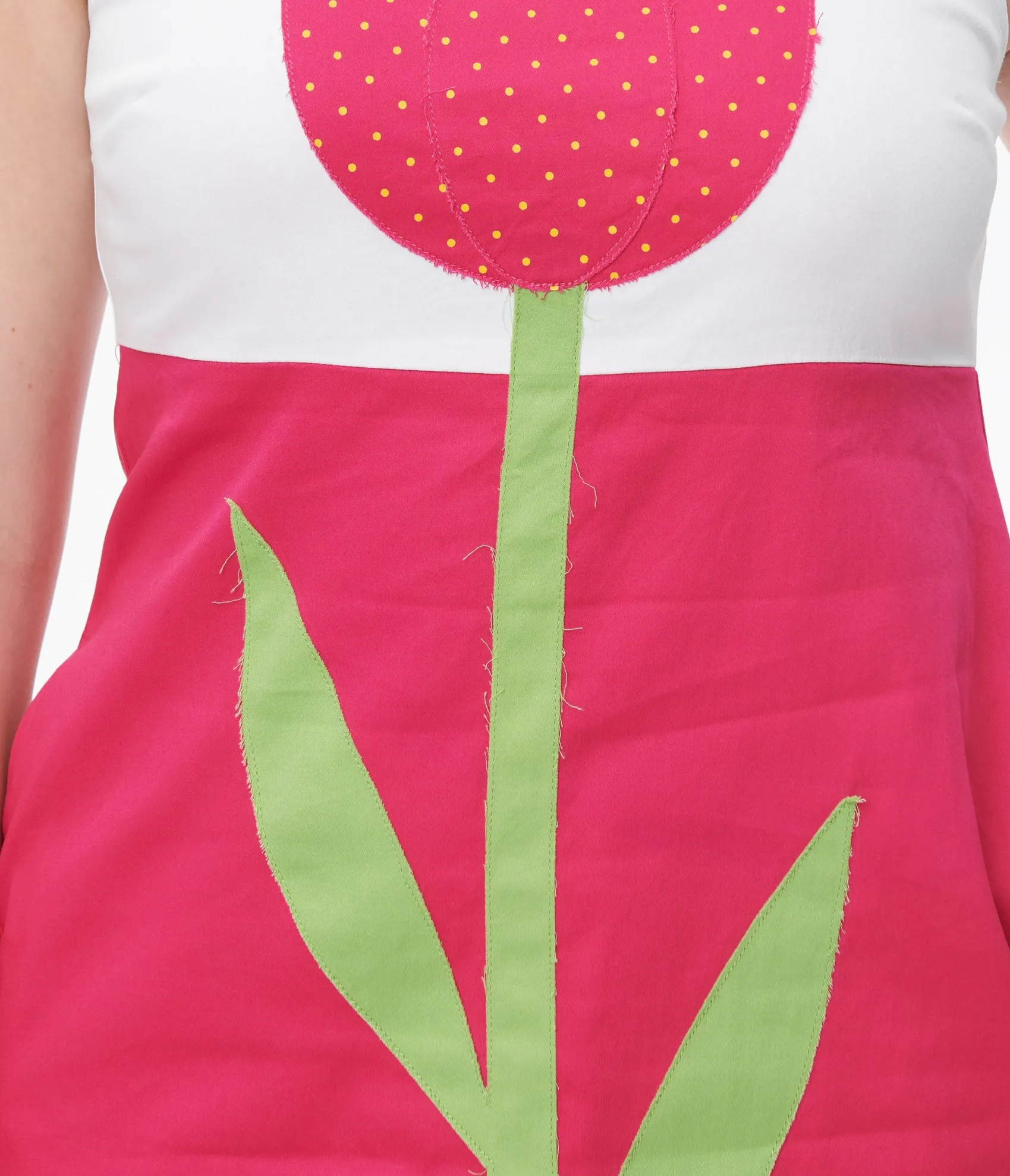 Unique Vintage Smak Parlour Retro Style White & Pink Tulip Flower Power Shift Dress Cheap