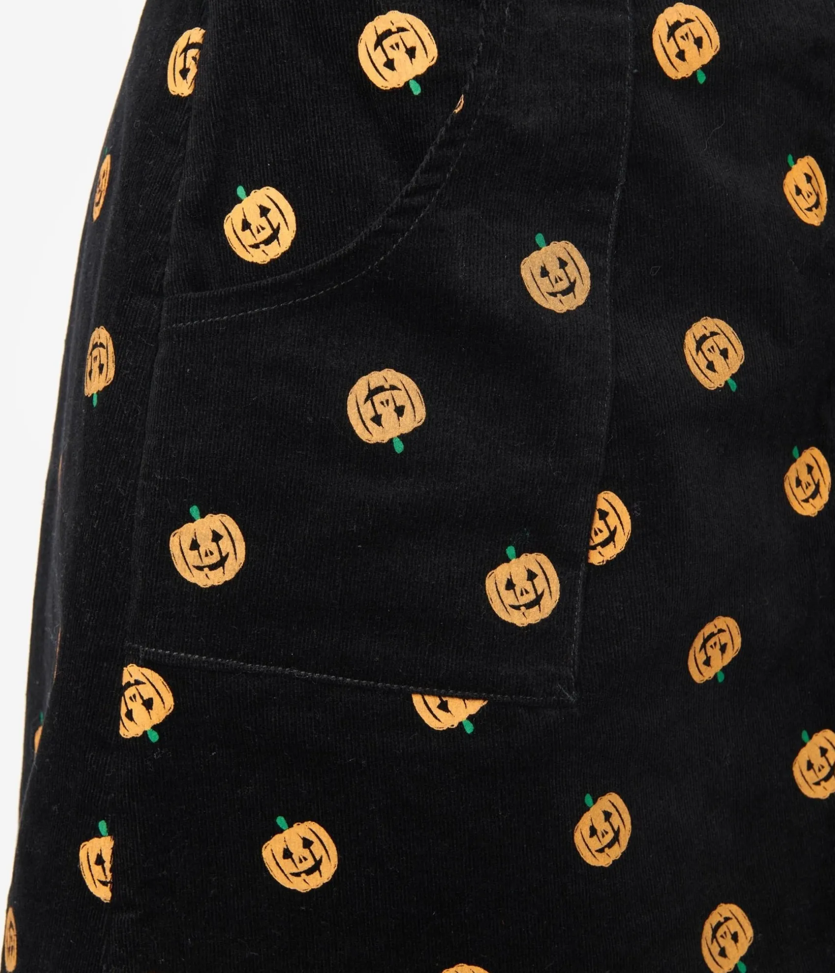 Unique Vintage Smak Parlour 1970s Black Corduroy & Pumpkin Stamp Campus Mini Skirt Sale