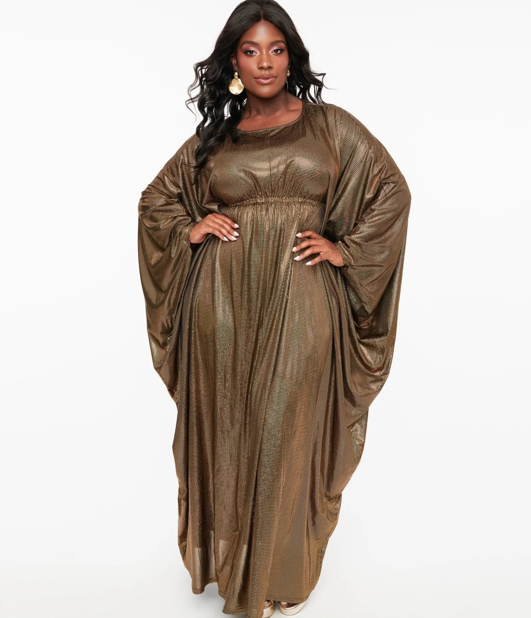 Unique Vintage Smak Parlour 1970s Metallic Gold Batwing Caftan Online
