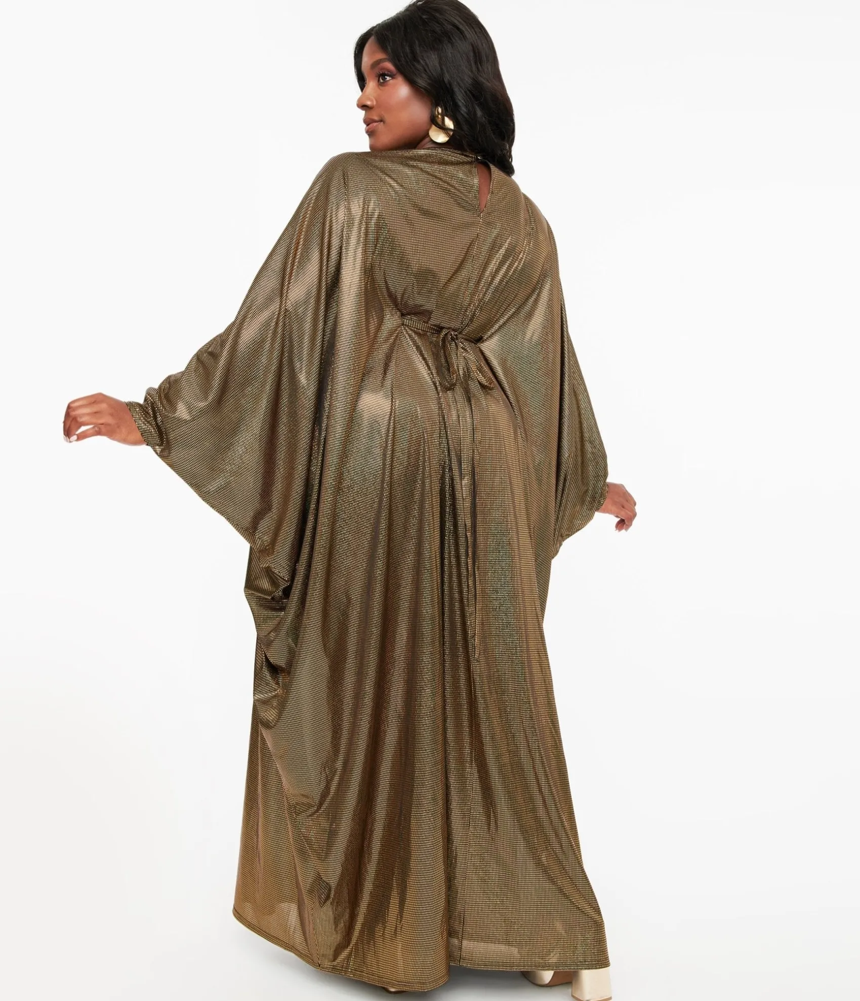 Unique Vintage Smak Parlour 1970s Metallic Gold Batwing Caftan Online